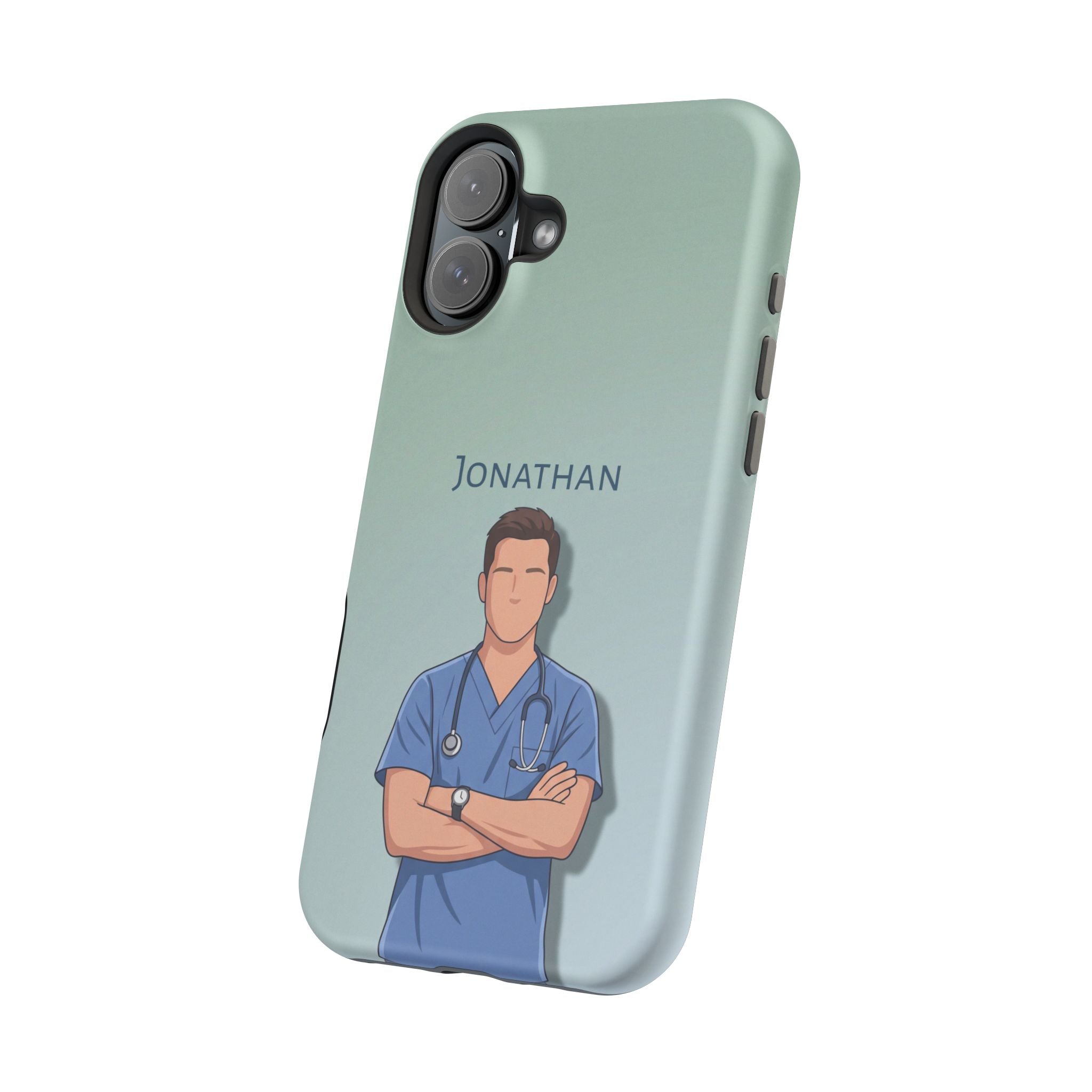 Personalized Nurse Portrait Phone Case — Impact-Resistant Wireless Charging Cover