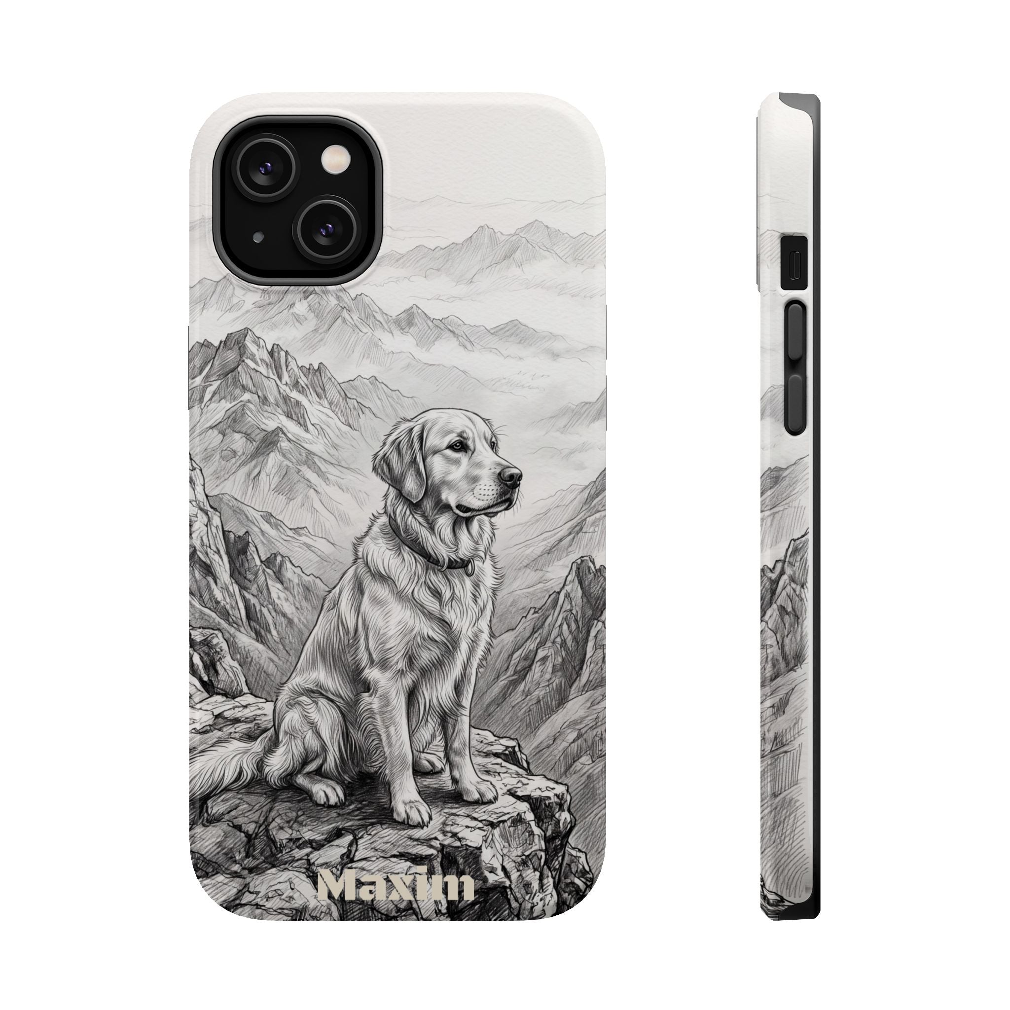 Personalized Golden Retriever Mountain Peak Phone Case — Wireless Charging Cover