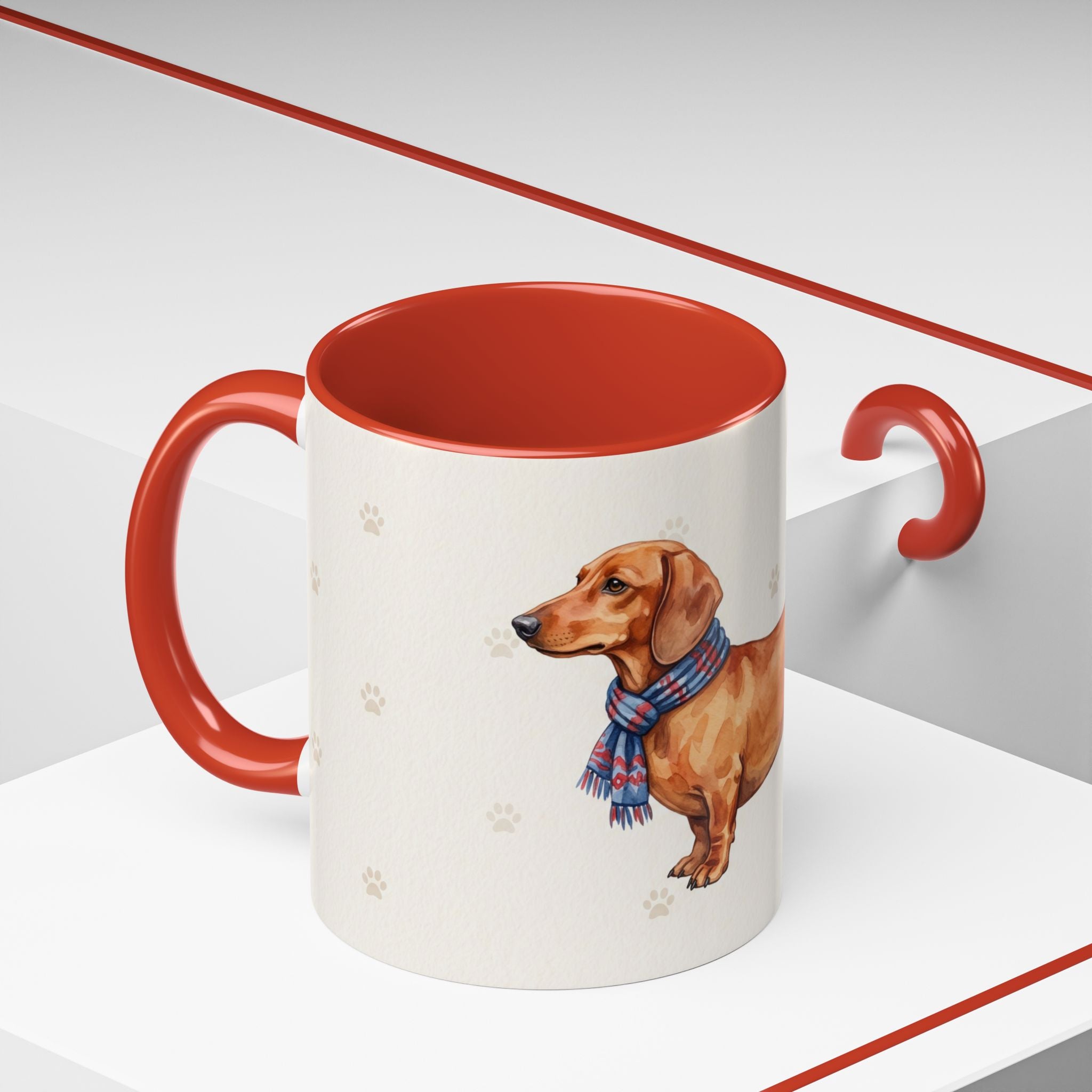 Dachshund Lover Mug – Wiener Dog with Scarf, Cute Watercolor Dachshund Gift Mug