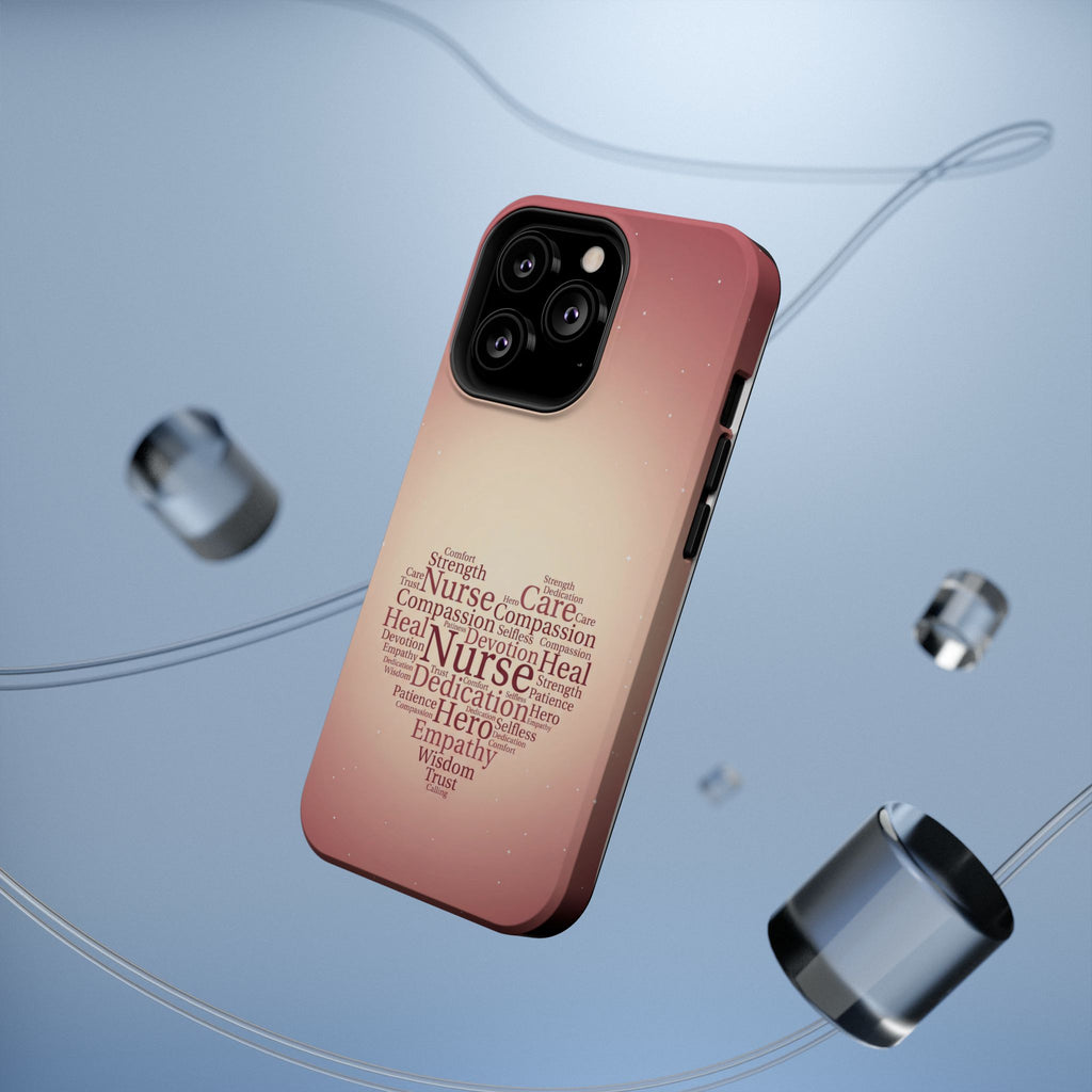 Nurse Heart Word Art Phone Case — Impact-Resistant Wireless Charging Cover