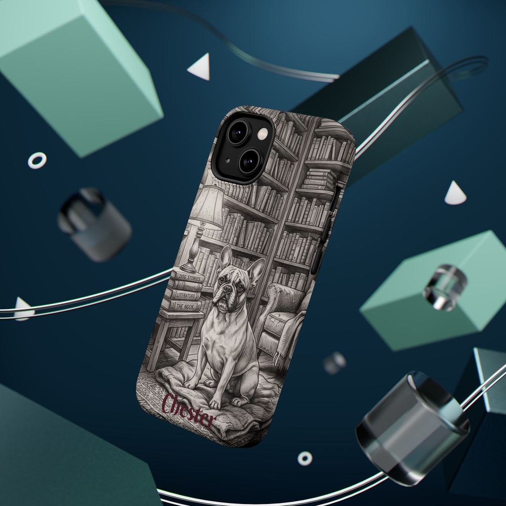 Personalized French Bulldog Library Study Phone Case — Wireless Charging Cover