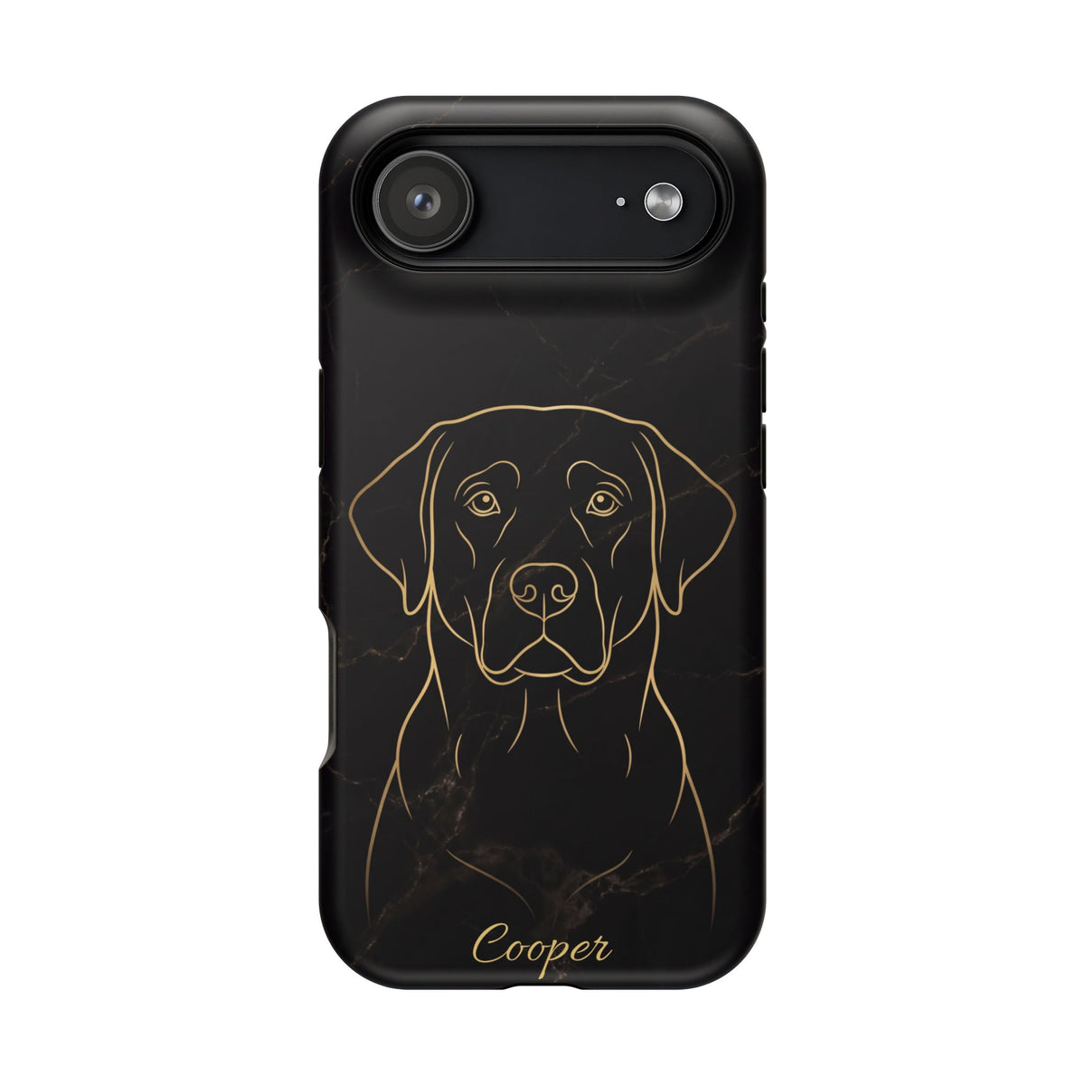 Personalized Gold Line Art Labrador Phone Case — Tough Magnetic Case with Wireless Charging