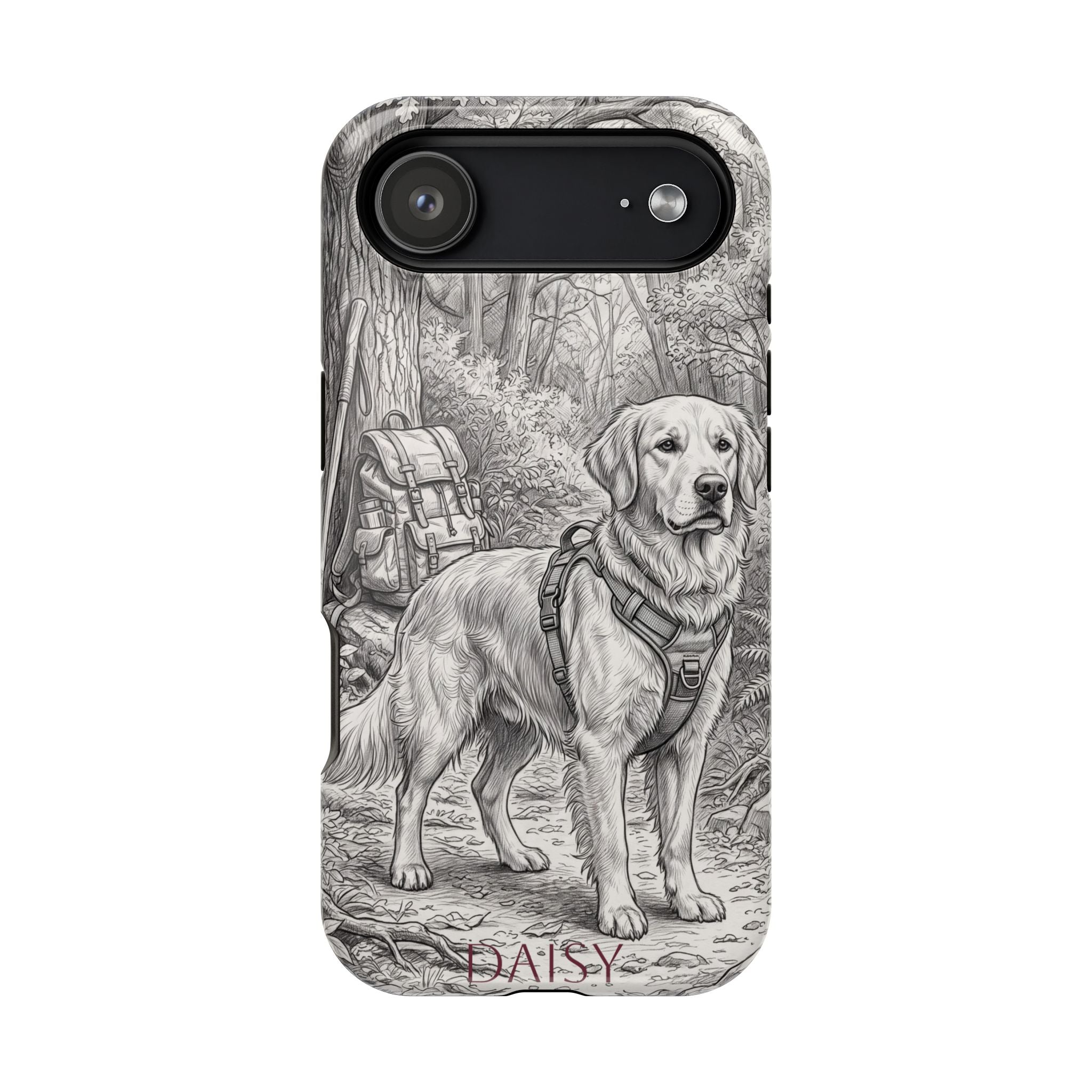 Personalized Golden Retriever Woodland Trail Phone Case — Wireless Charging Cover