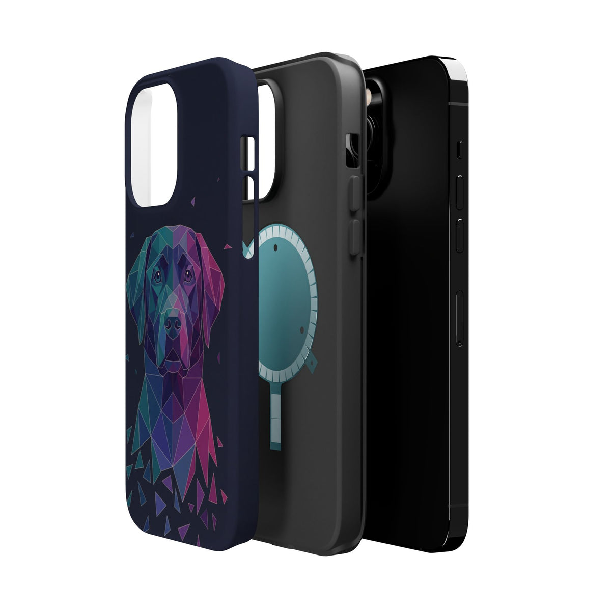 Geometric Labrador Phone Case — Tough Magnetic Case with Wireless Charging