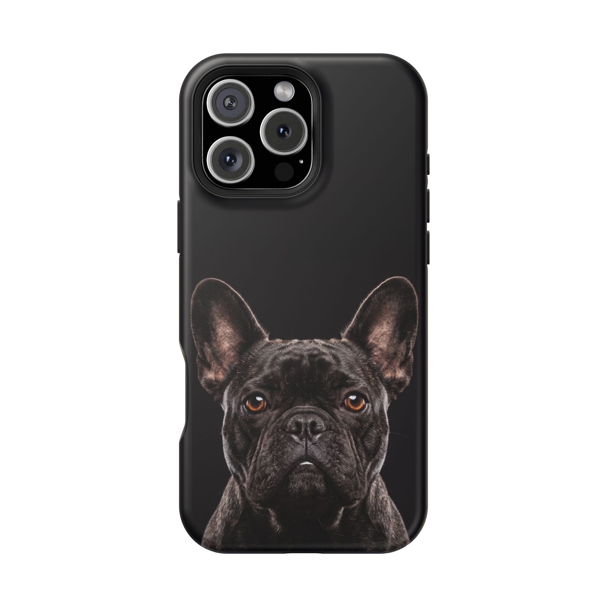Black French Bulldog Phone Case — Impact-Resistant Wireless Charging Cover