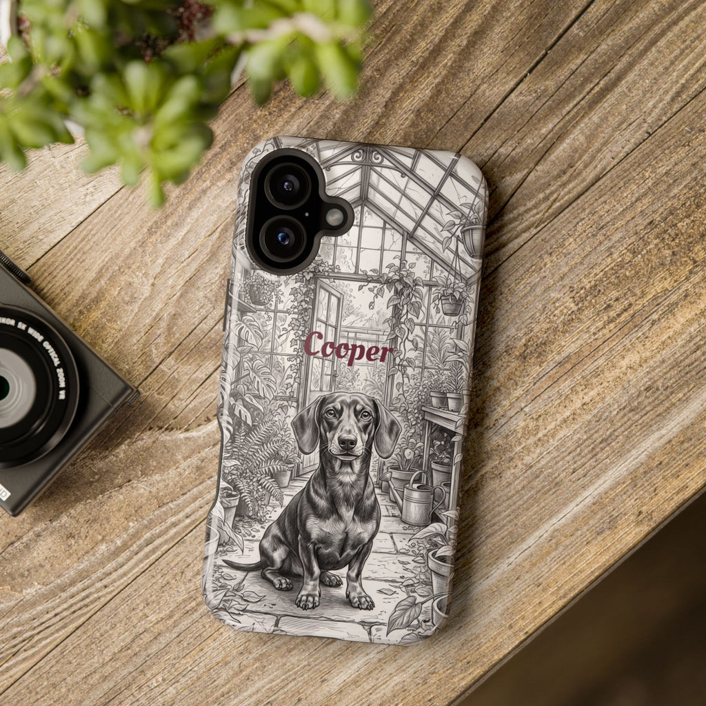 Personalized Dachshund Vintage Greenhouse Phone Case — Wireless Charging Cover