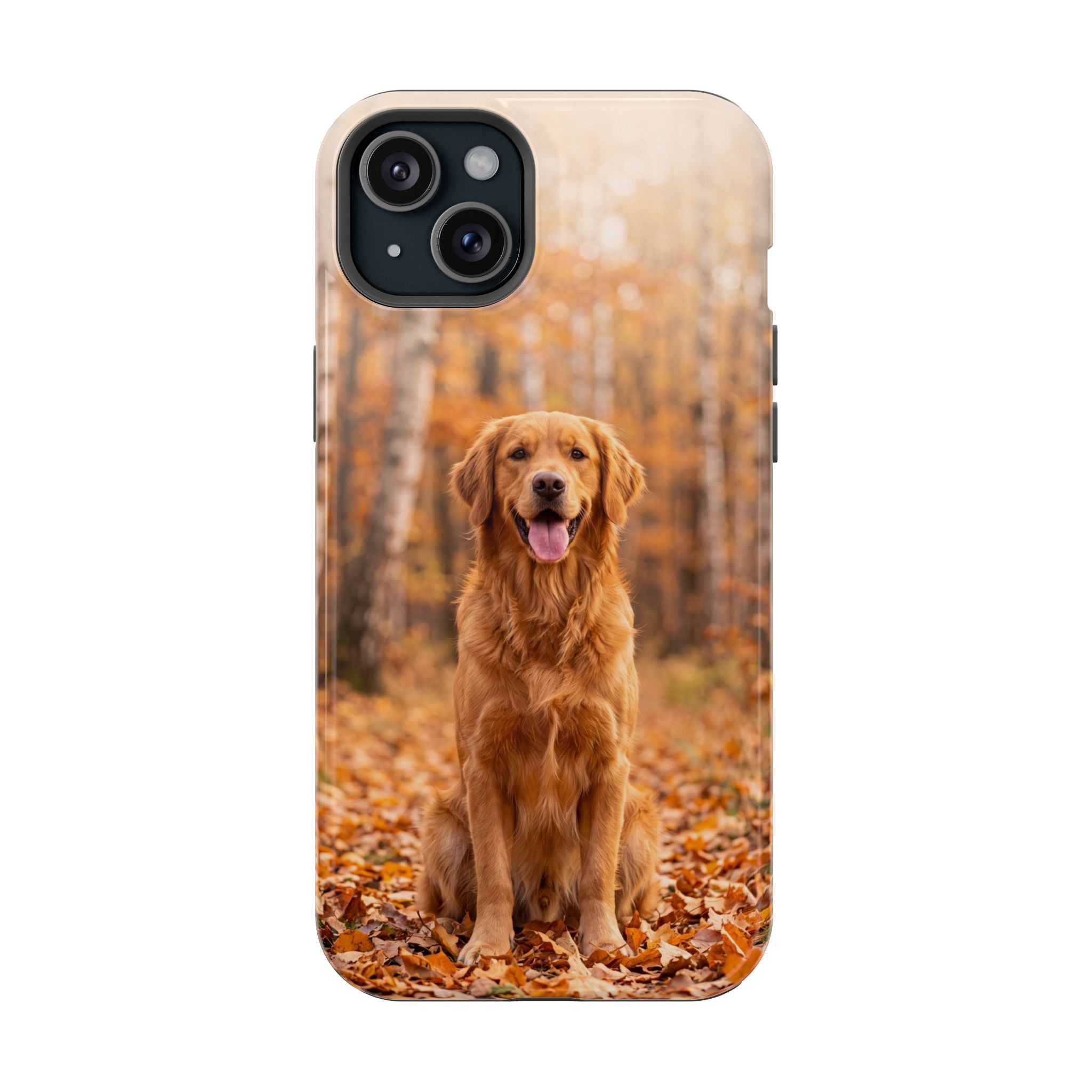 Autumn Golden Retriever Phone Case — Impact-Resistant Wireless Charging Cover