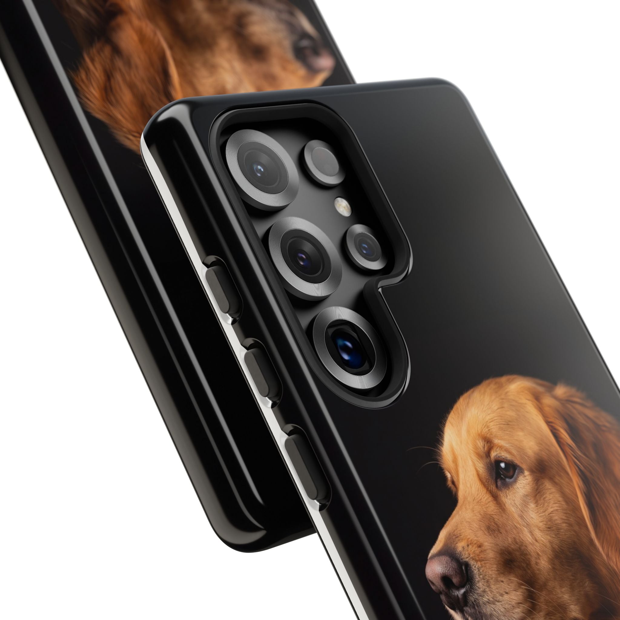 Golden Retriever Portrait Phone Case | Realistic Dog Photo on Black Background | iPhone & Samsung