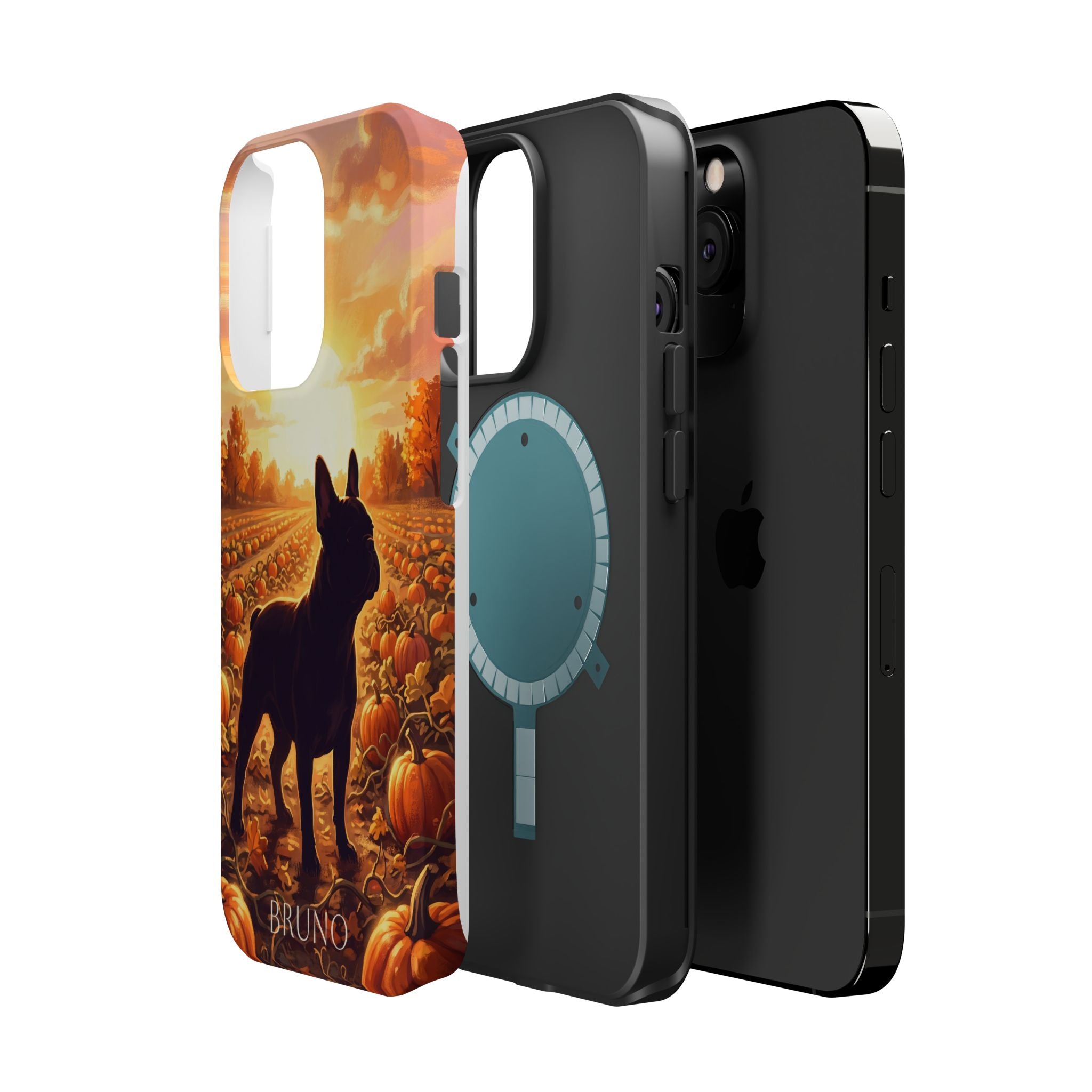 Personalized French Bulldog Pumpkin Patch Phone Case — Wireless Charging Cover