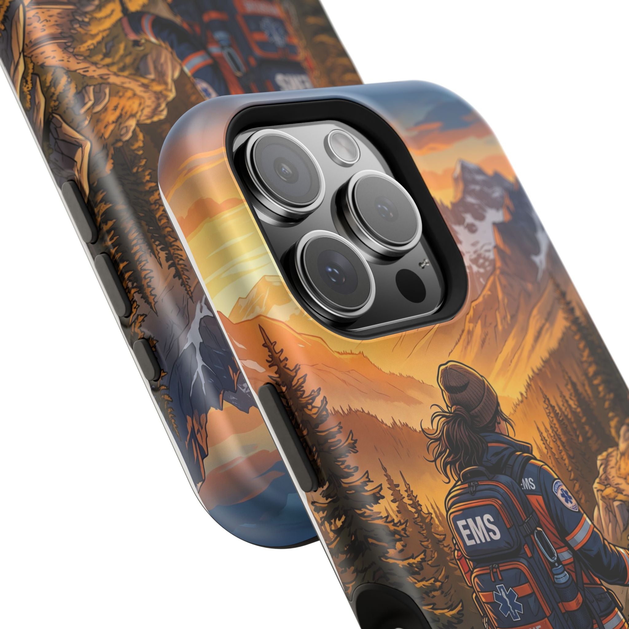Paramedic/EMT Mountain Phone Case — Magnetic Wireless Charging Cover