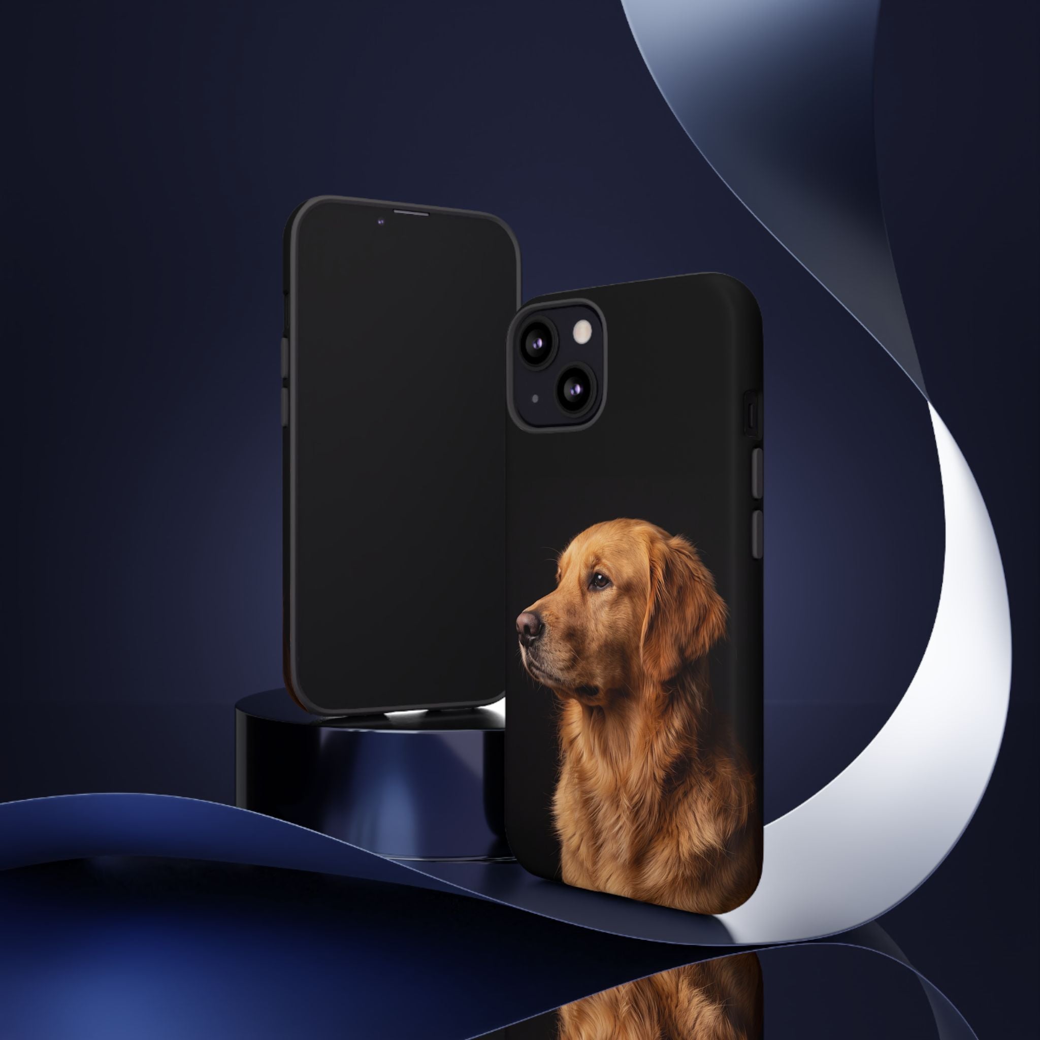 Golden Retriever Portrait Phone Case | Realistic Dog Photo on Black Background | iPhone & Samsung