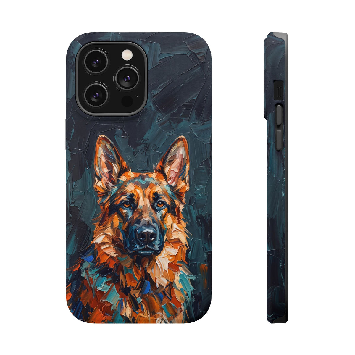German Shepherd Phone Case | Palette Knife Painting Art — Tough Magnetic Case with Wireless Charging