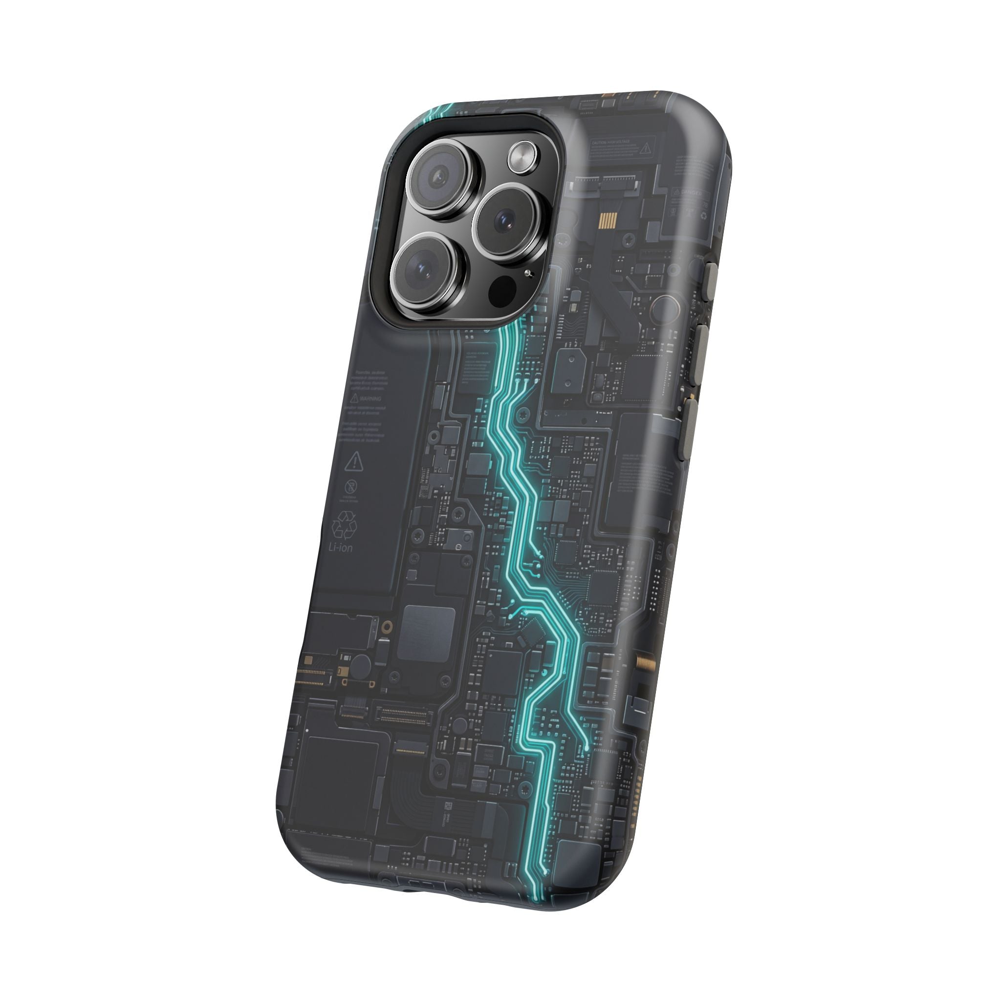 Cyan Bolt Electrician Phone Case — Electric Circuit Wireless Charging Cover