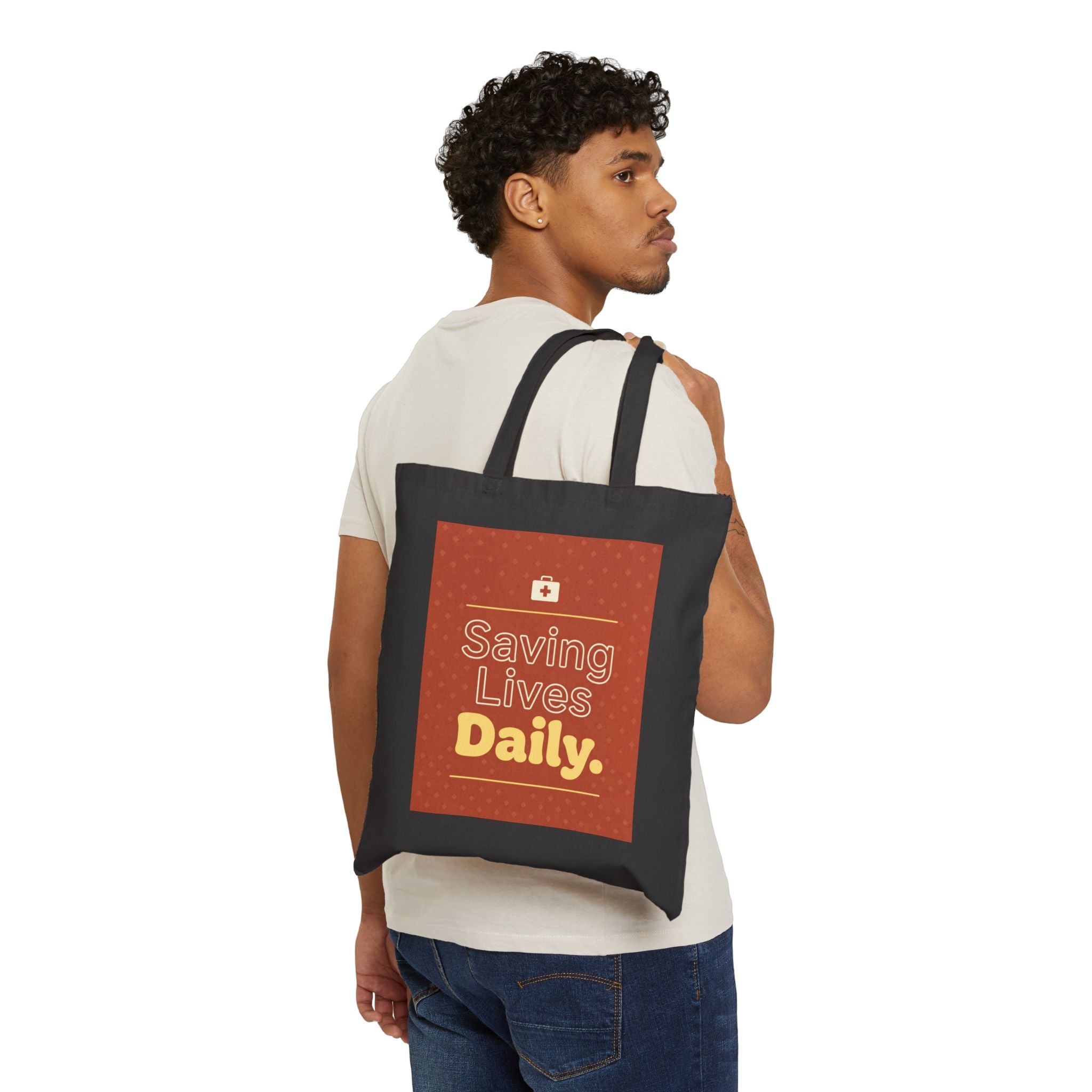 Nurse Tote Bag – Saving lives daily – Cotton Canvas Tote Bag for Nurses