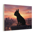 French Bulldog Silhouette Personalized Canvas | Sunset City Skyline Wall Art