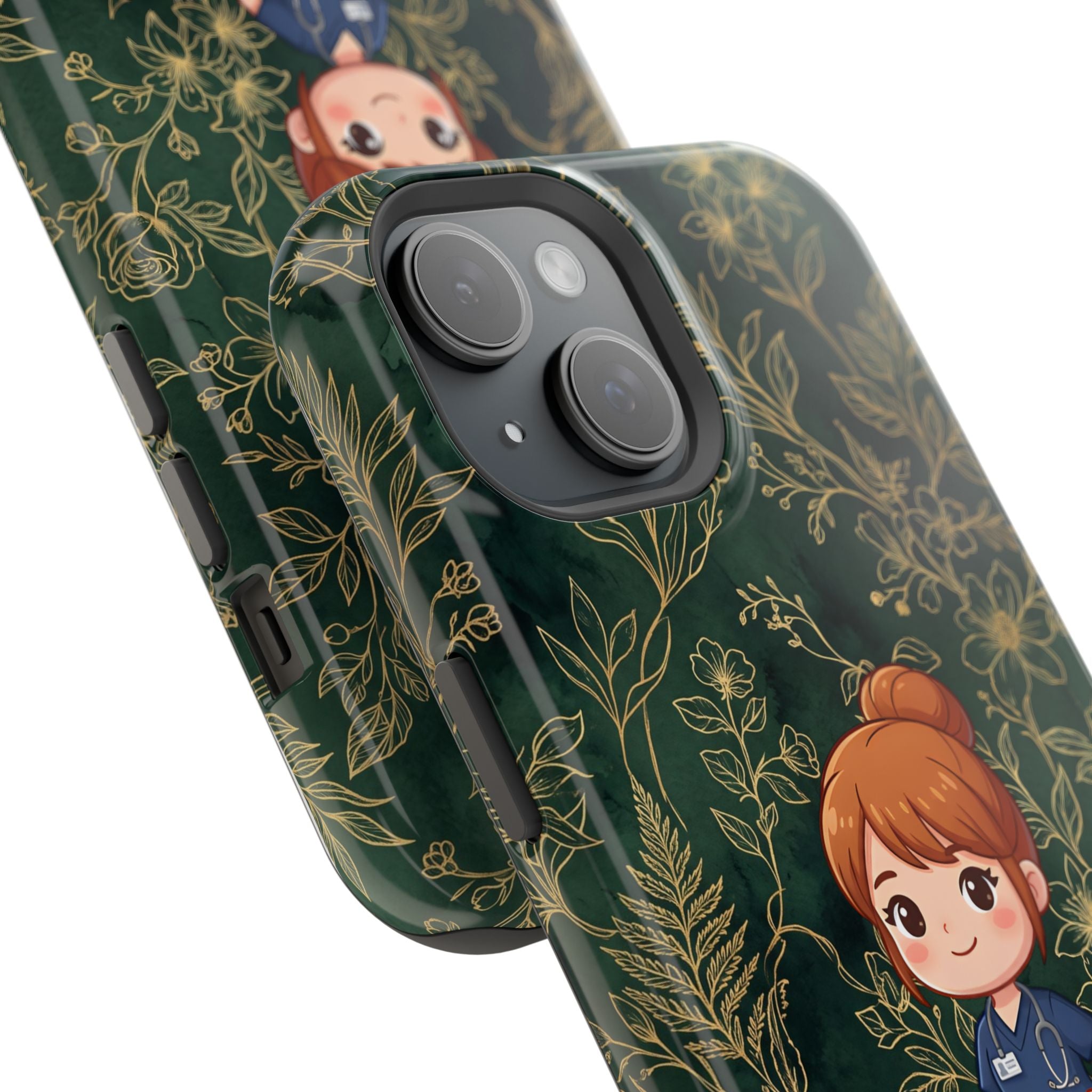 Personalized Nurse Botanical Phone Case — Impact-Resistant Wireless Charging Cover
