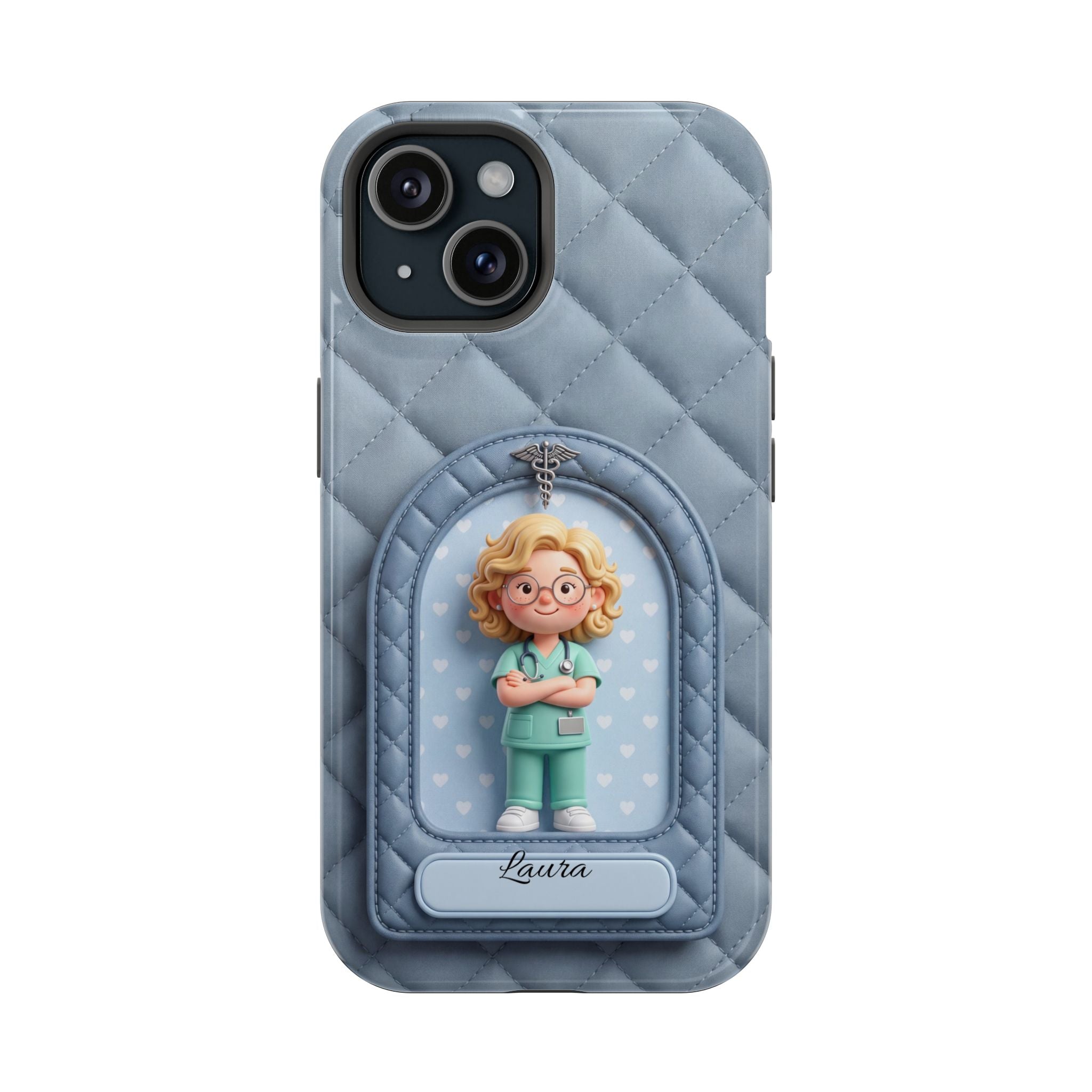 Personalized Quilted Nurse Phone Case — Wireless Charging Cover