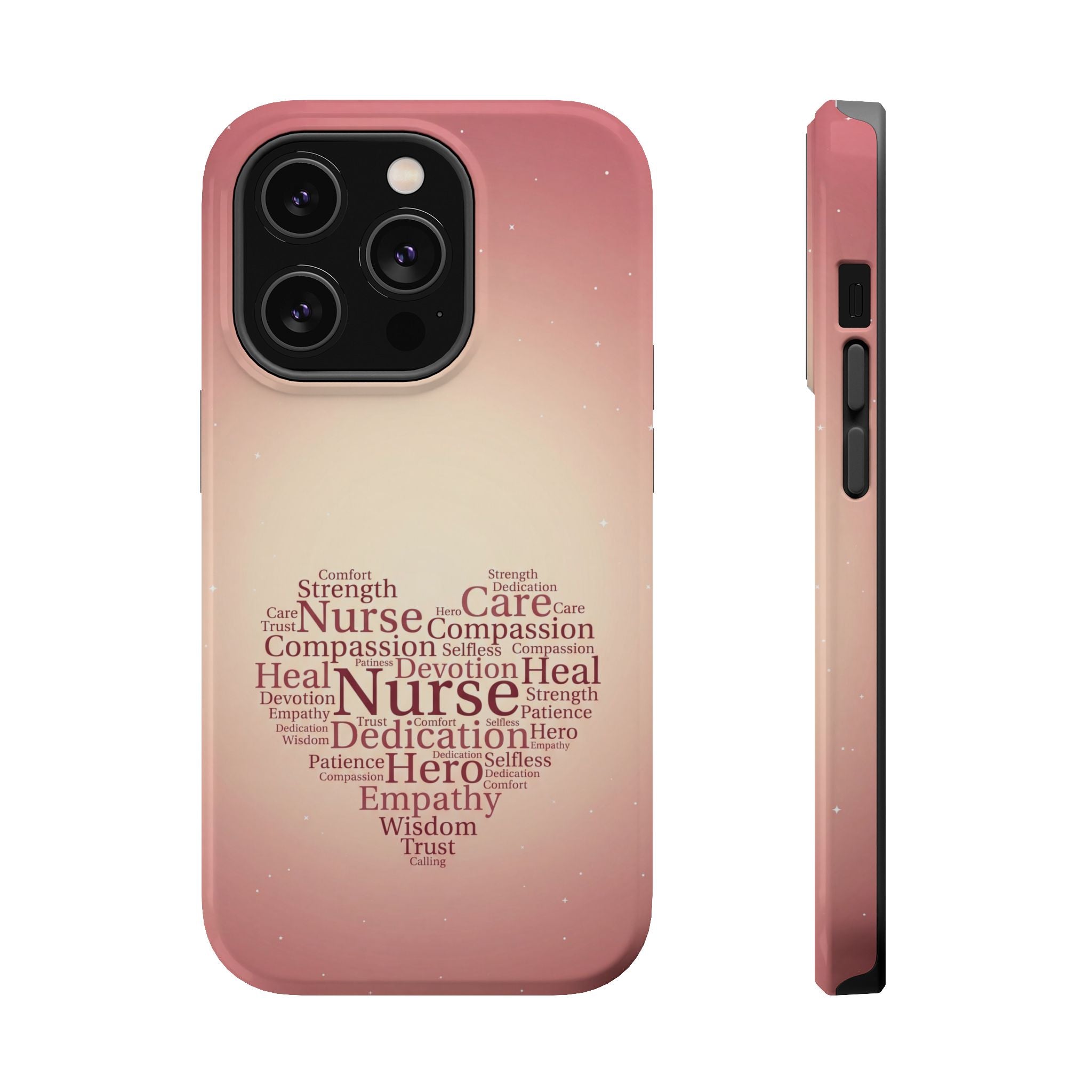 Nurse Heart Word Art Phone Case — Impact-Resistant Wireless Charging Cover
