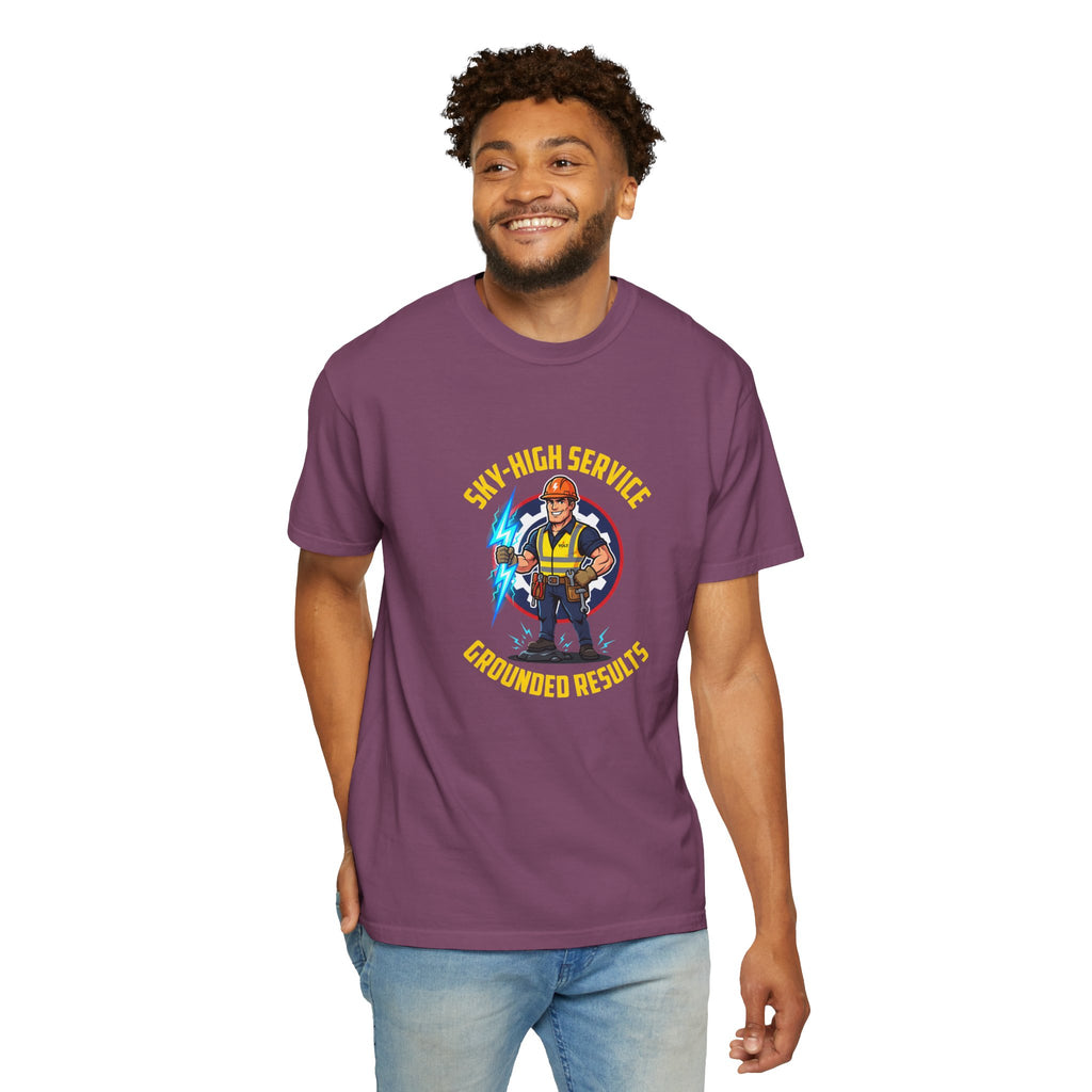 Sky-High Service Grounded Results Electrician T-Shirt
