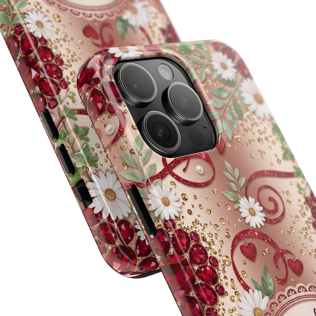 Personalized Teacher Phone Case — Custom Name and Message - Floral Jeweled Design