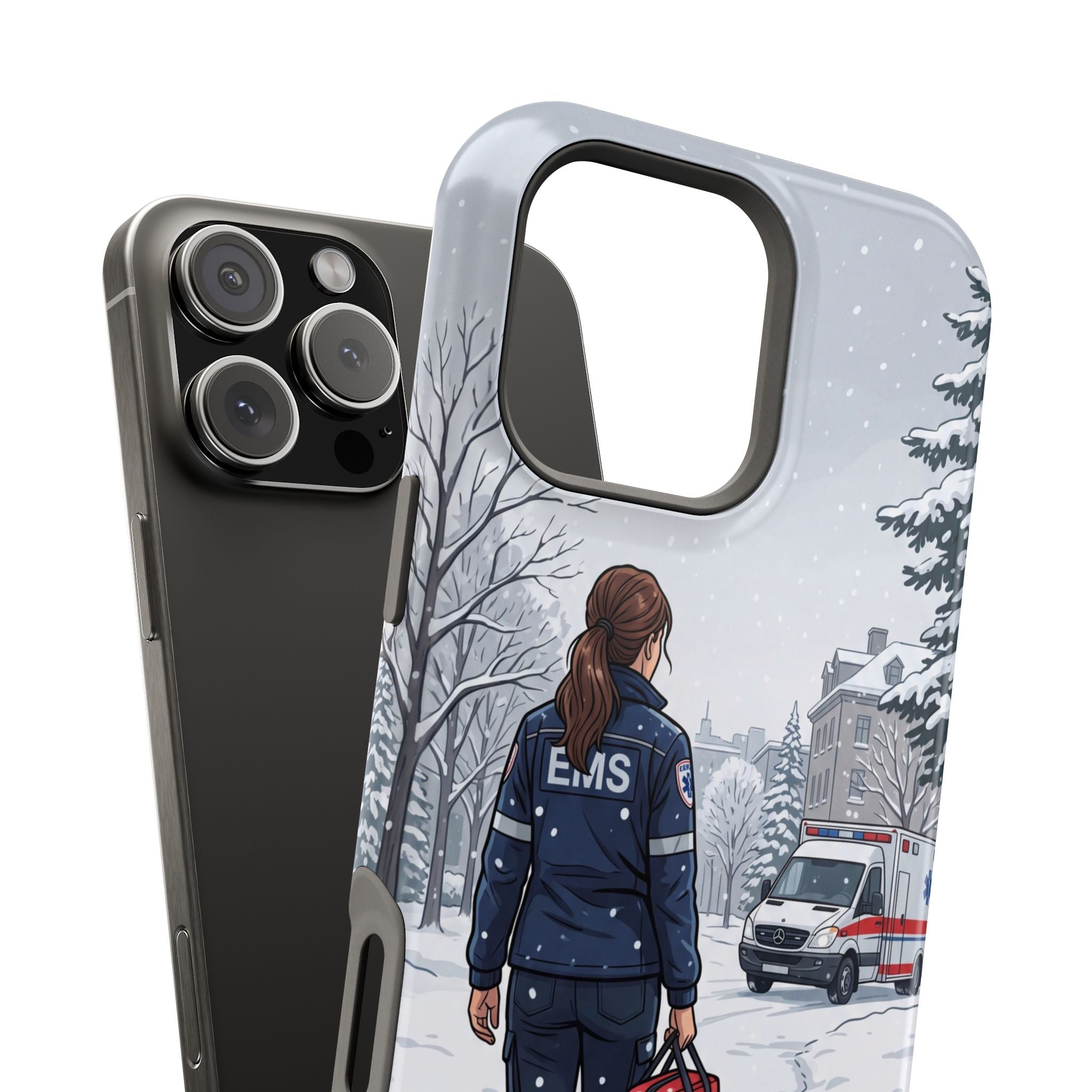 Paramedic/EMT Winter Phone Case — Magnetic Wireless Charging Cover