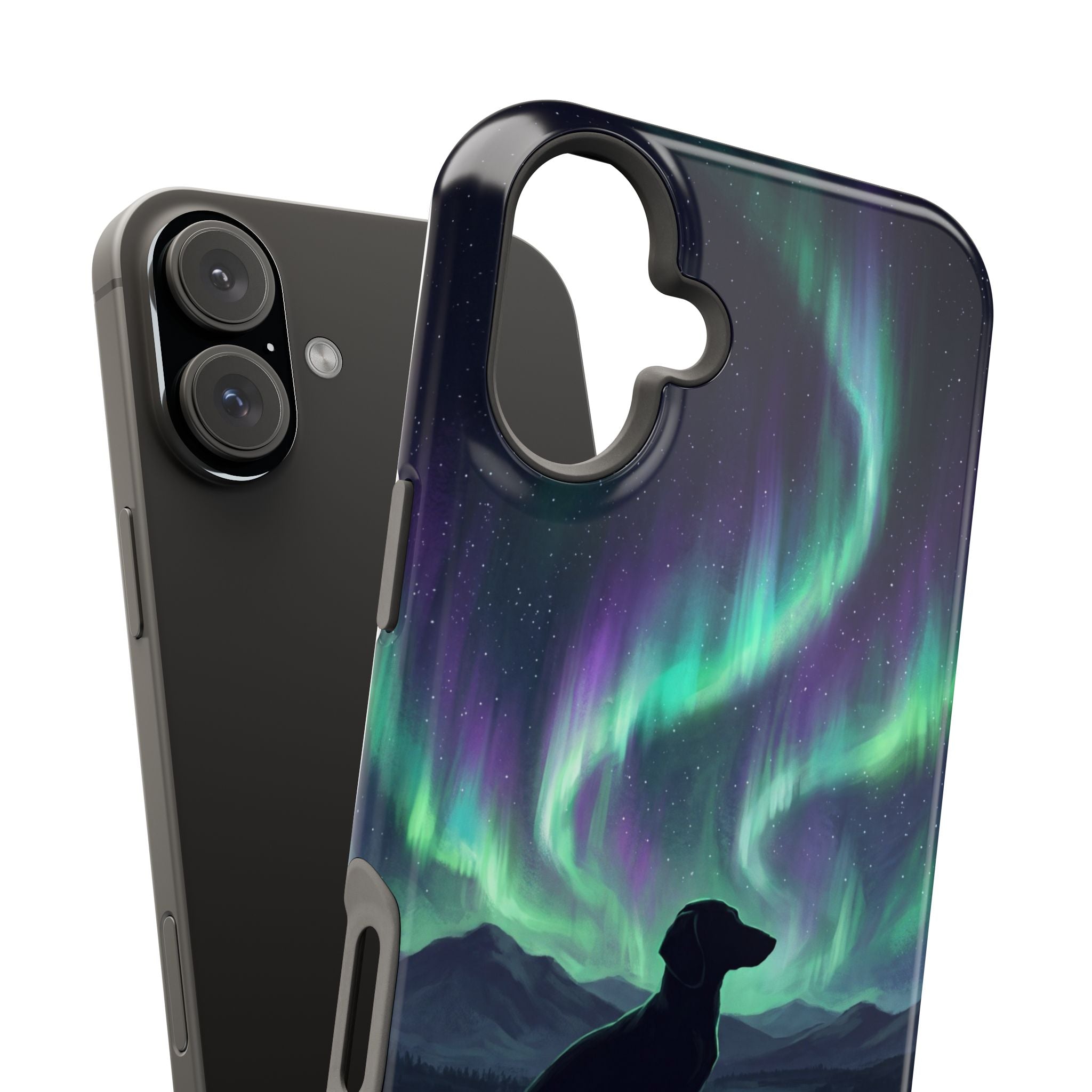 Personalized Dachshund Northern Lights Phone Case — Wireless Charging Cover