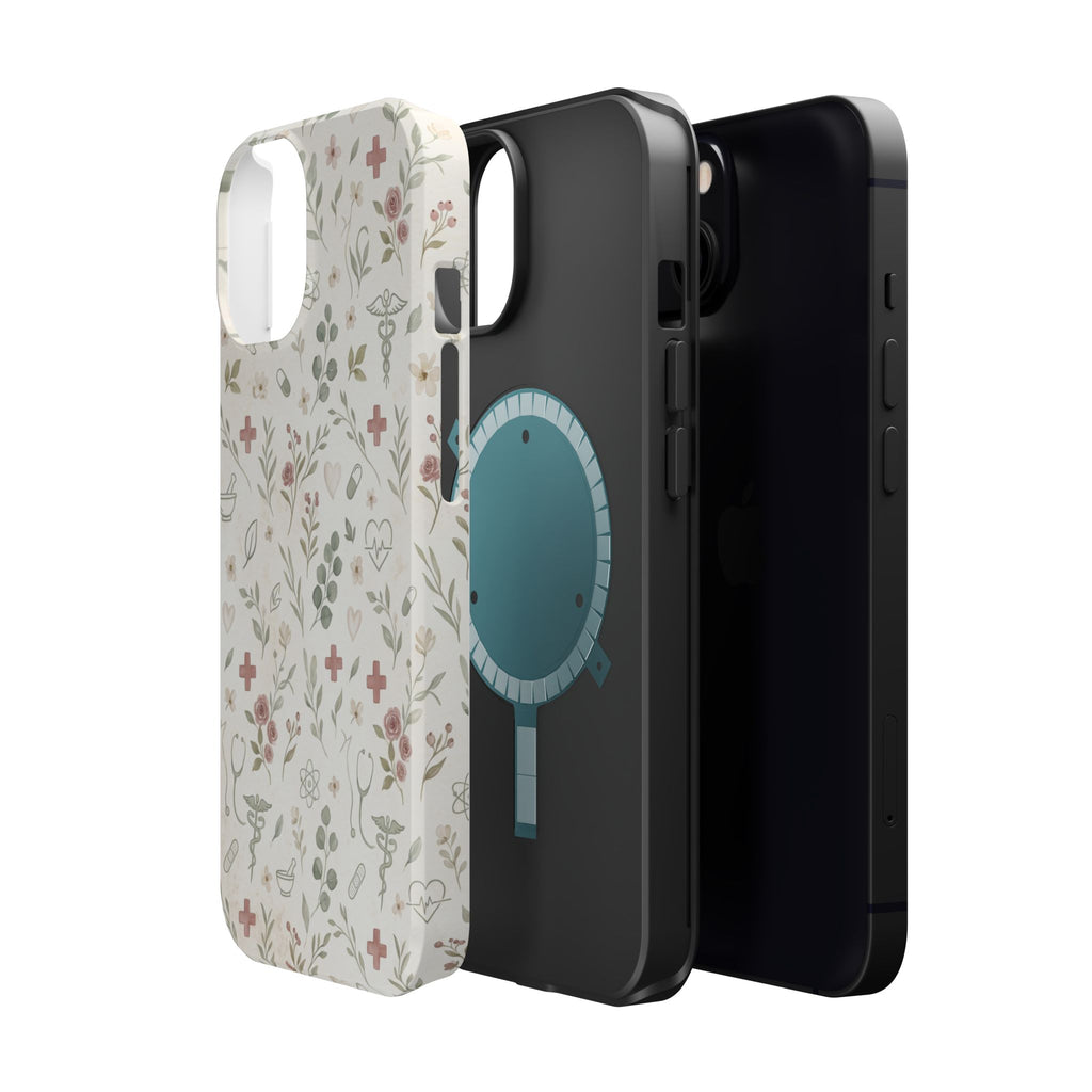 Floral Nurse Phone Case — Impact-Resistant Wireless Charging Cover