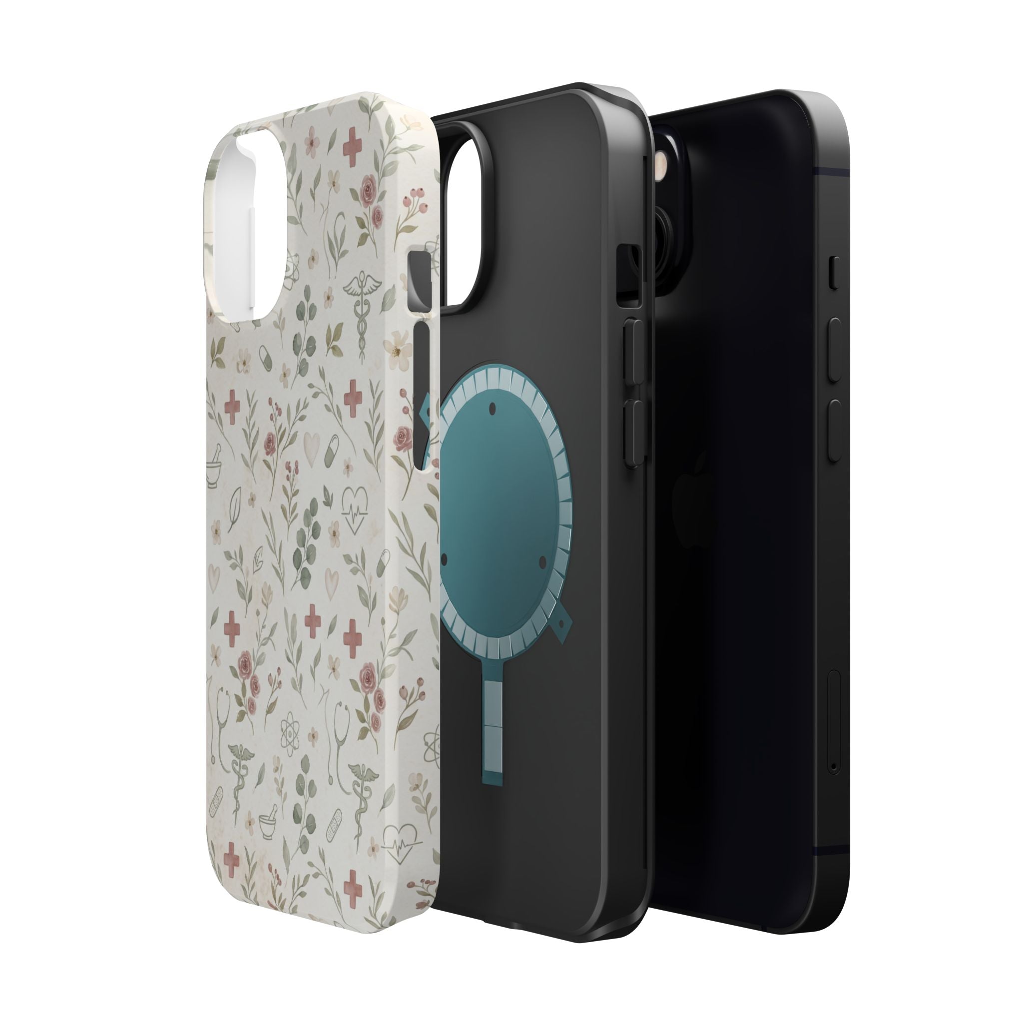 Floral Nurse Phone Case — Impact-Resistant Wireless Charging Cover