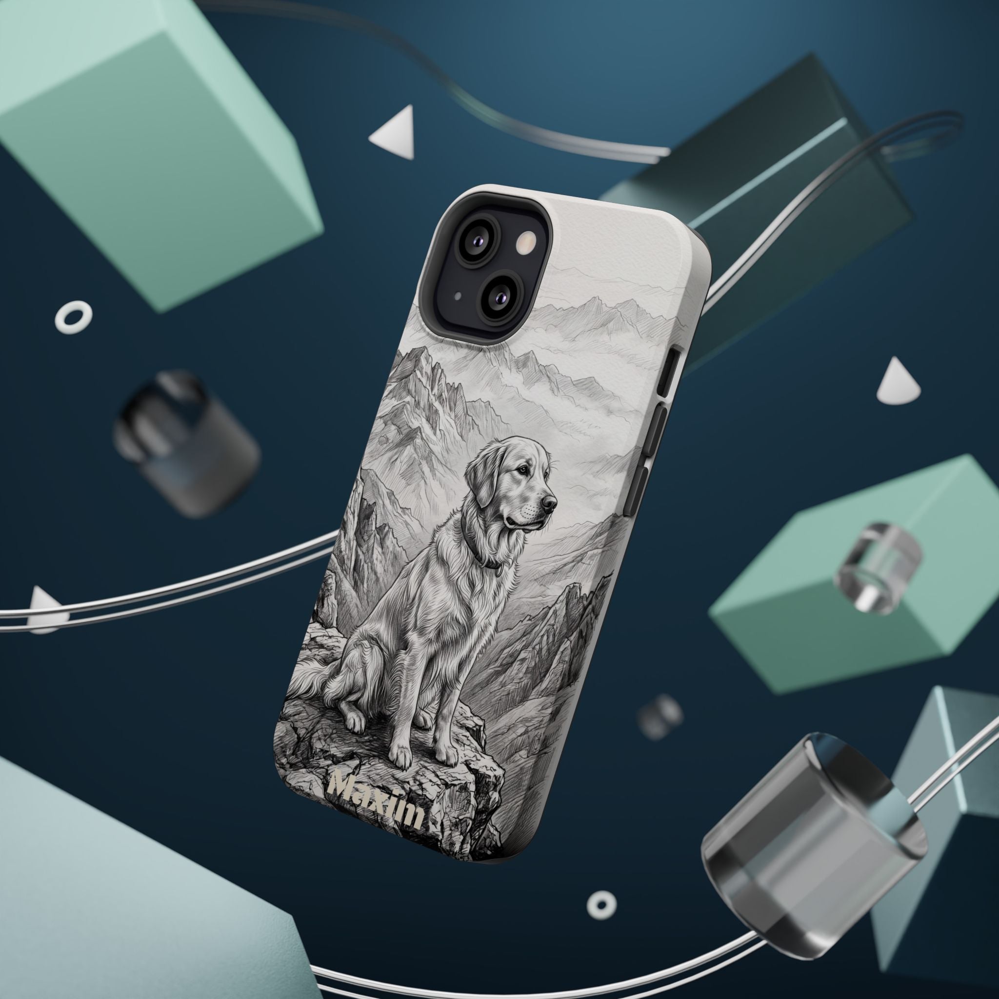 Personalized Golden Retriever Mountain Peak Phone Case — Wireless Charging Cover