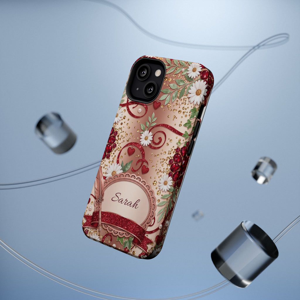 Personalized Vintage Floral Teacher Phone Case — Wireless Charging Cover