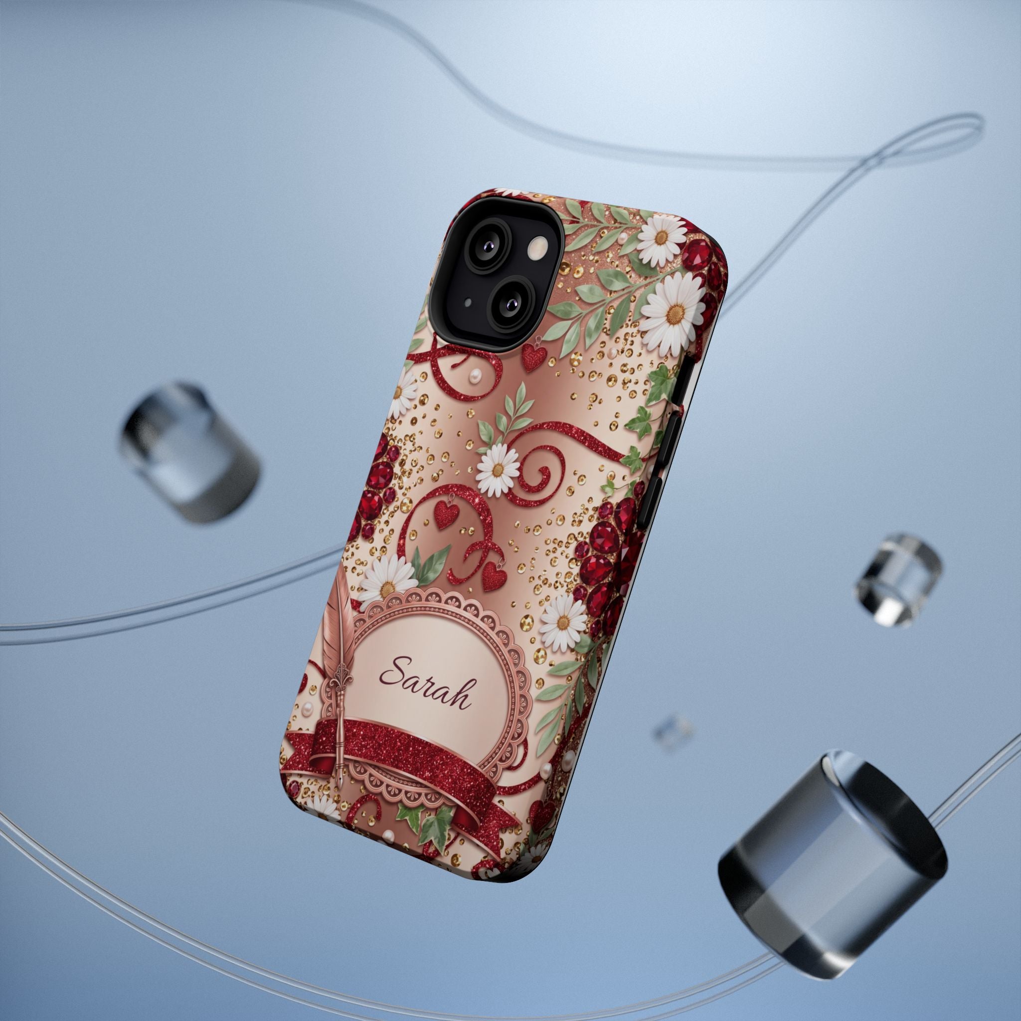 Personalized Vintage Floral Teacher Phone Case — Wireless Charging Cover
