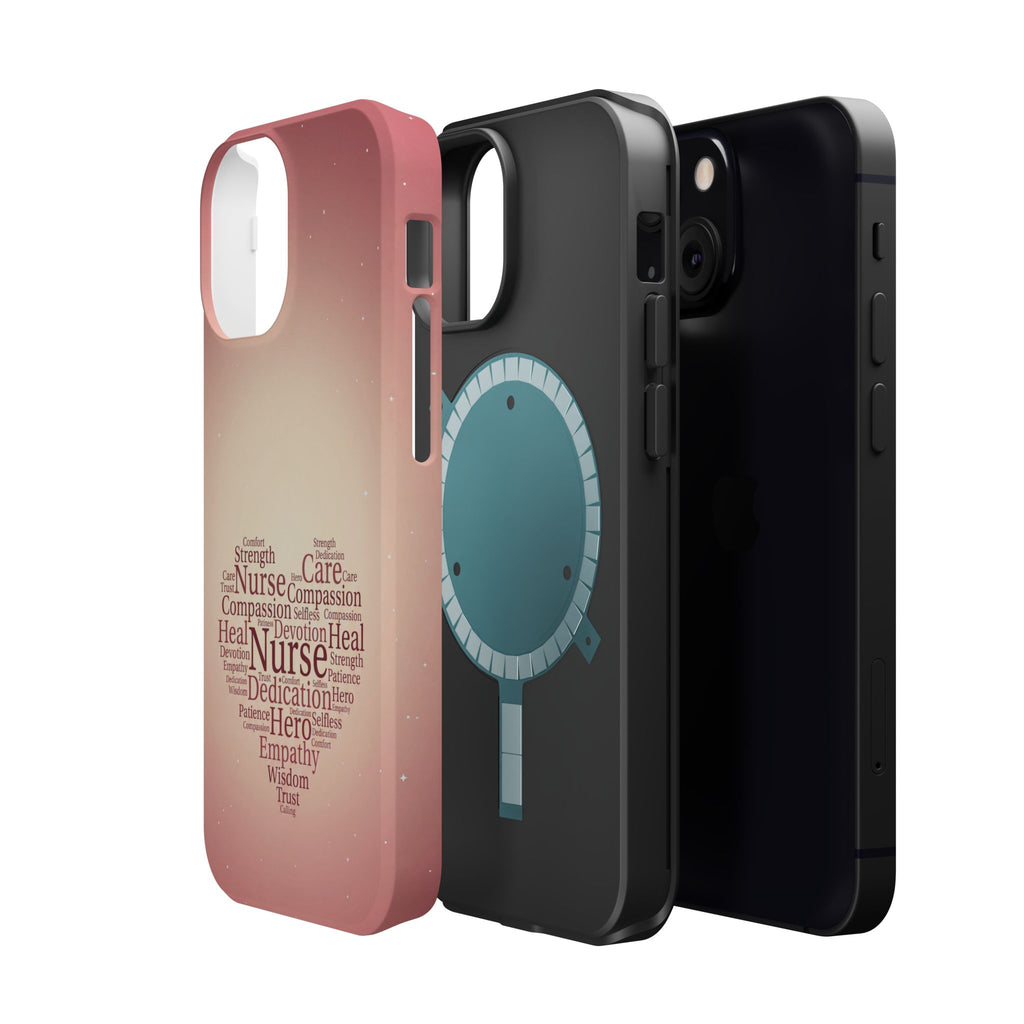 Nurse Heart Word Art Phone Case — Impact-Resistant Wireless Charging Cover