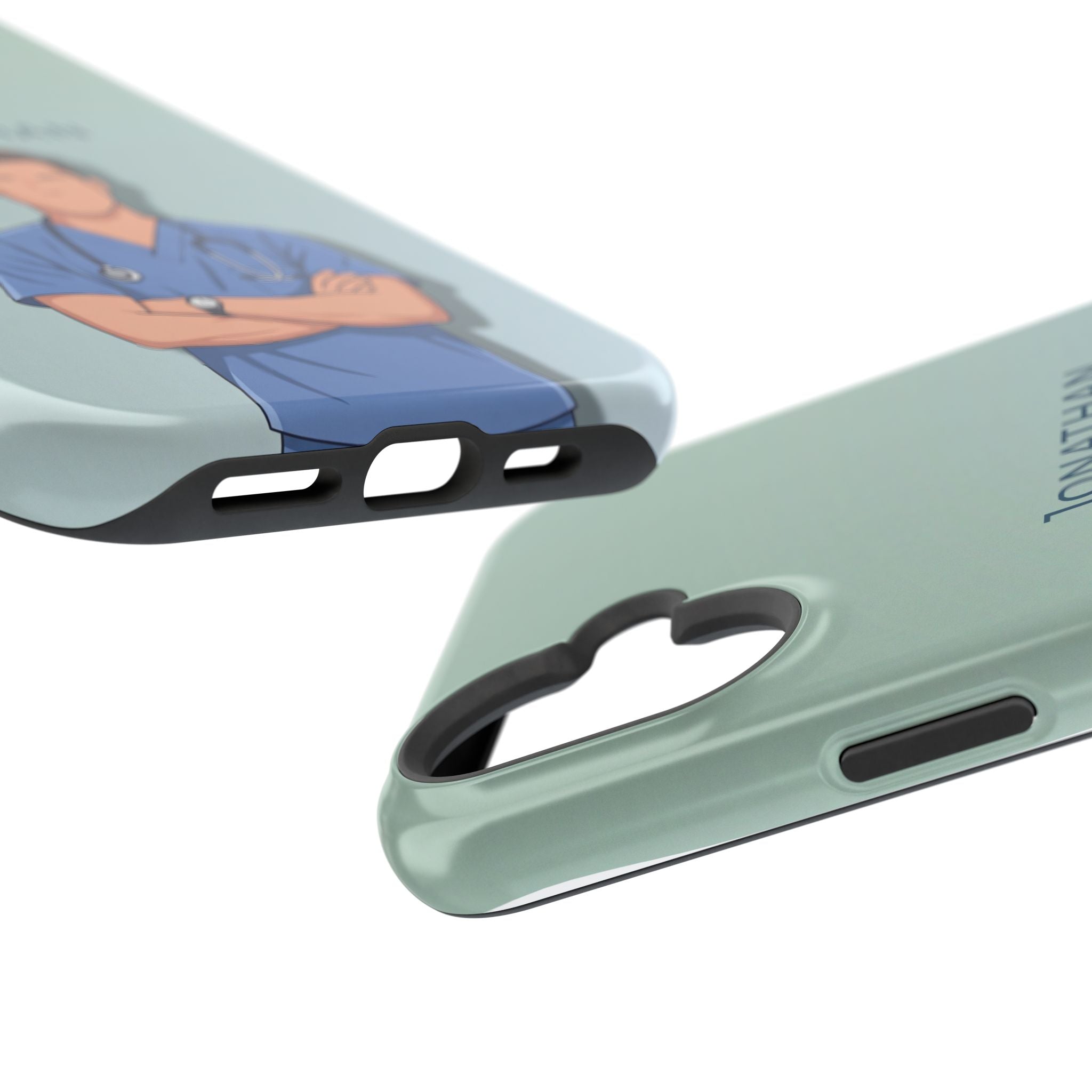 Personalized Nurse Portrait Phone Case — Impact-Resistant Wireless Charging Cover