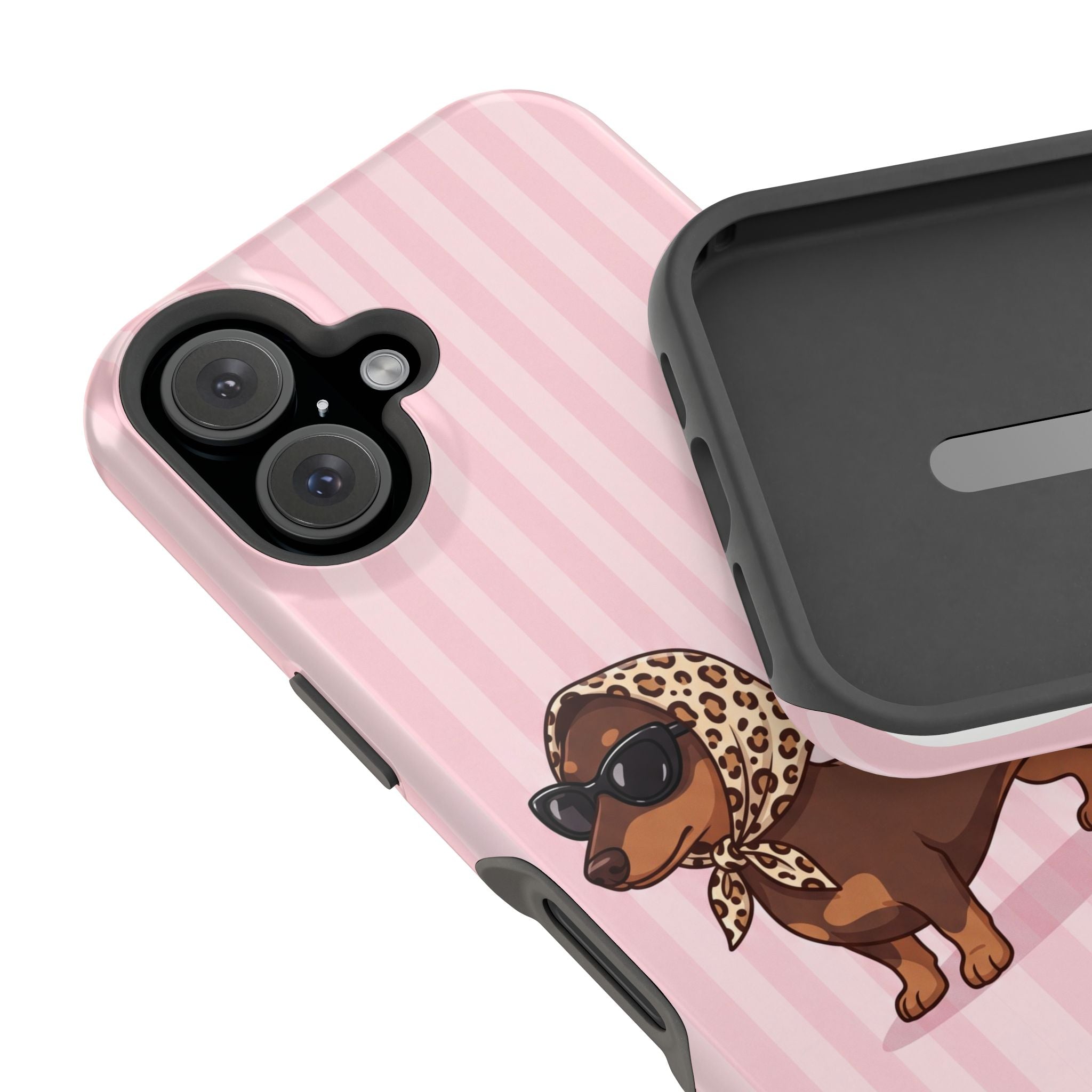 Preppy Dachshund Phone Case — Impact-Resistant Wireless Charging Cover