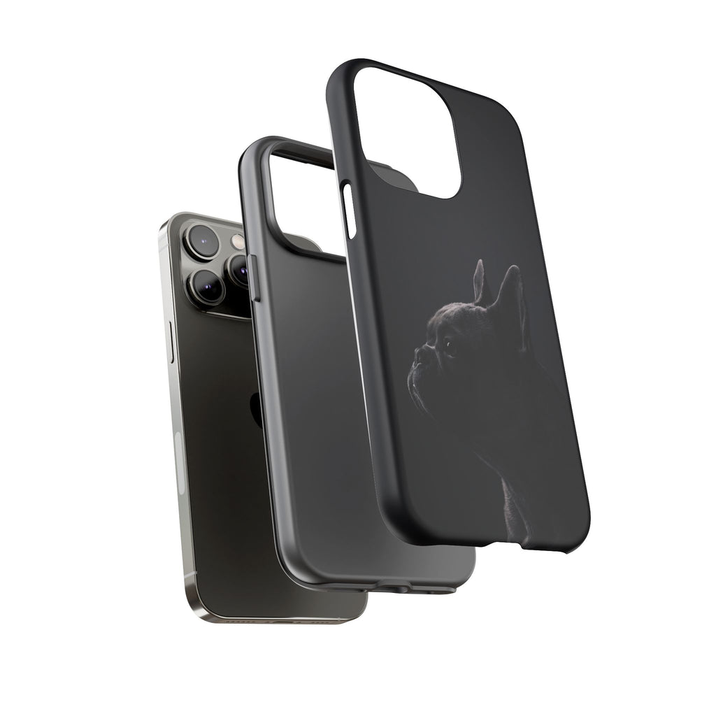 Silhouette French Bulldog Phone Case | Minimalist Black-on-Black Frenchie Profile | iPhone & Samsung