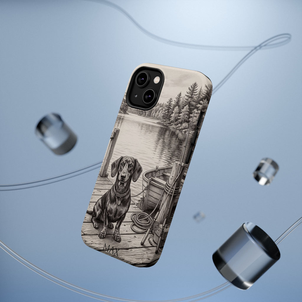 Personalized Dachshund Sunset Beach Phone Case — Wireless Charging Cover