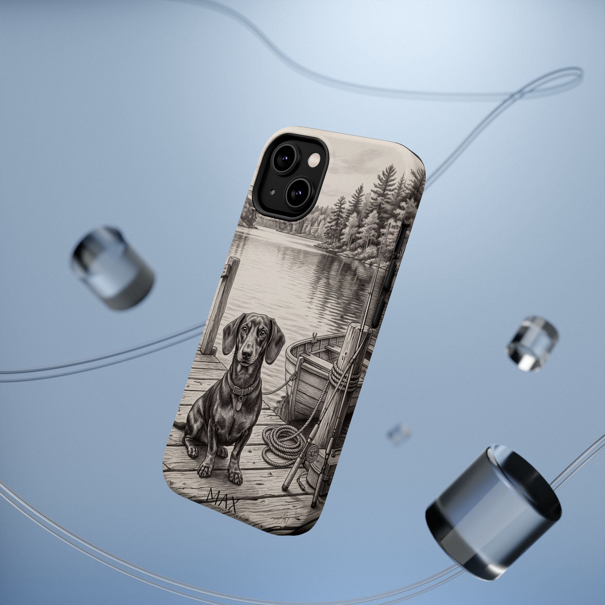 Personalized Dachshund Sunset Beach Phone Case — Wireless Charging Cover