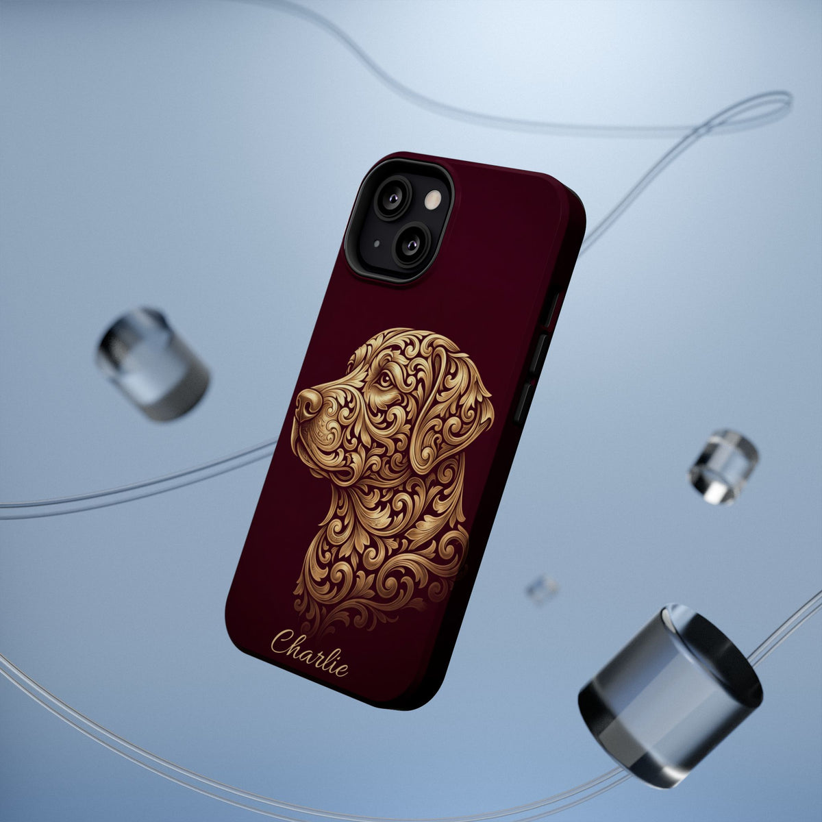 Personalized Gold Filigree Labrador Phone Case — Tough Magnetic Case with Wireless Charging