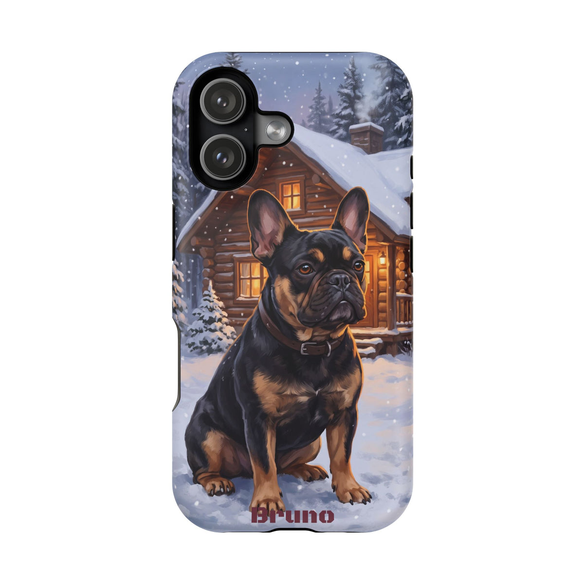 Personalized French Bulldog Cozy Cabin Phone Case — Wireless Charging Cover