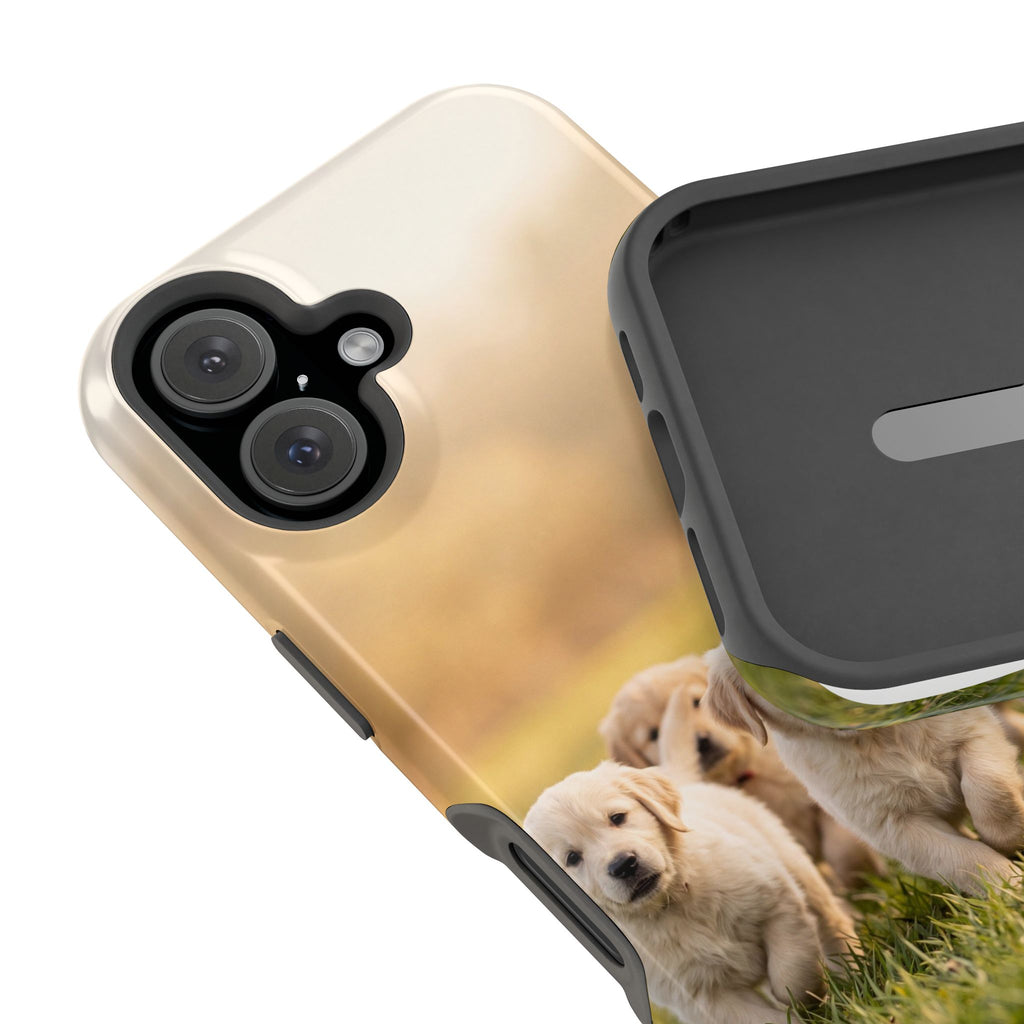 Golden Retriever Puppies Phone Case — Impact-Resistant Wireless Charging Cover