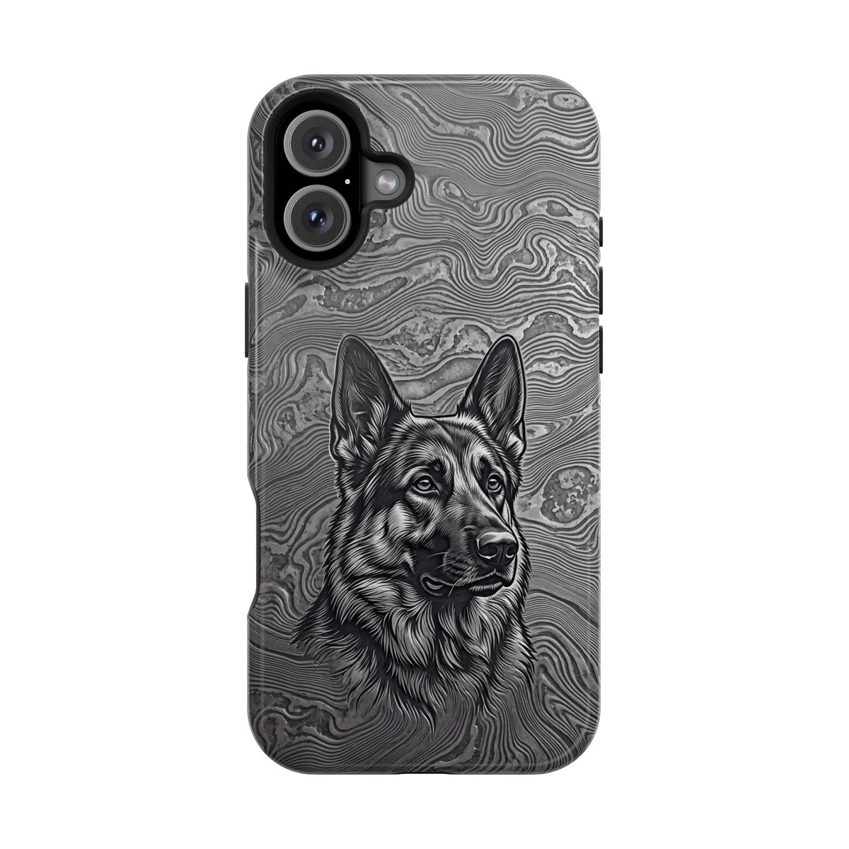 German Shepherd Phone Case | Damascus Art — Tough Magnetic Case with Wireless Charging