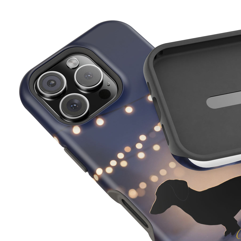 Personalized Dachshund Fairy Lights Phone Case — Wireless Charging Cover