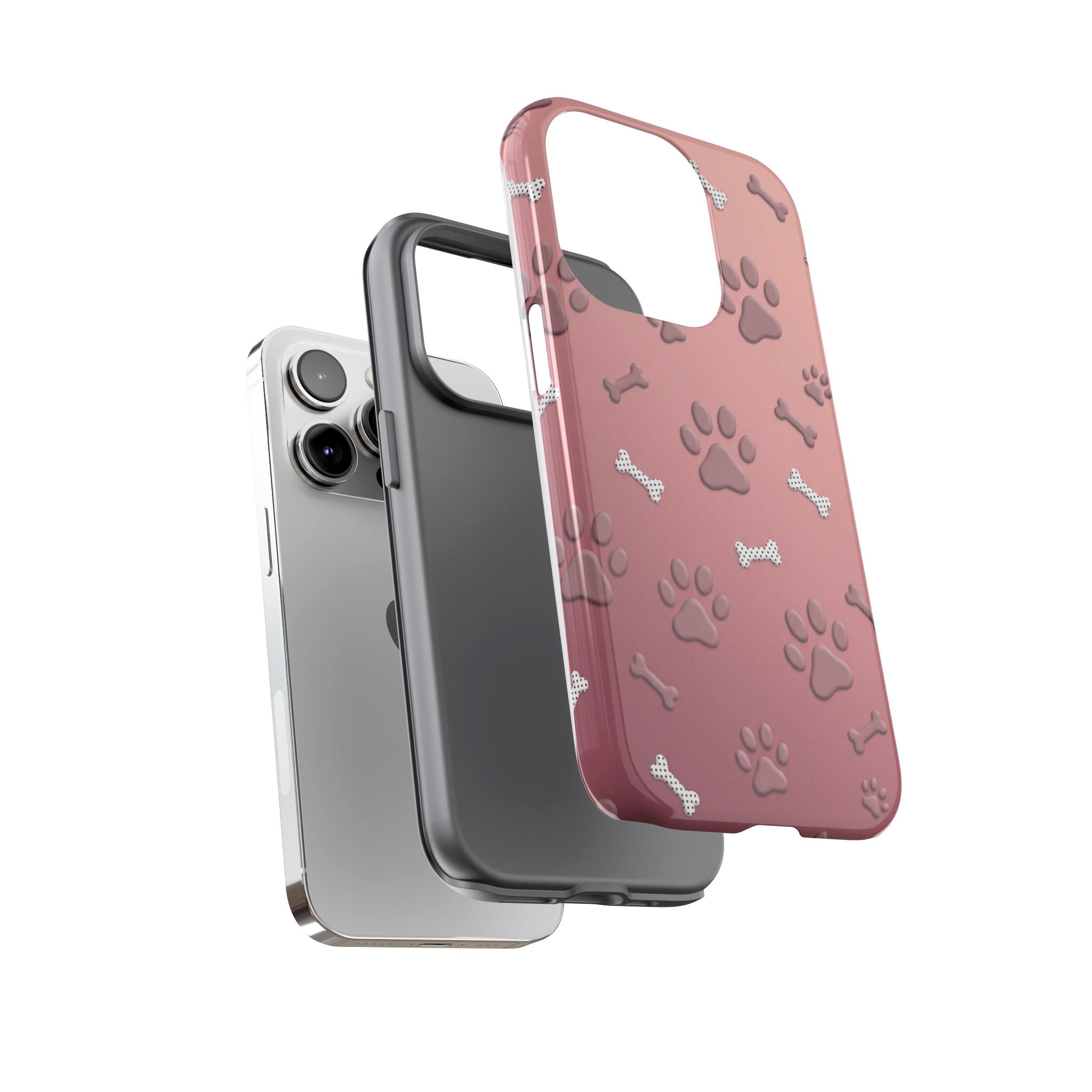 iPhone & Samsung Phone Case | Paw Print & Bone  | Dusty Rose Pattern Case for Frenchie Lovers