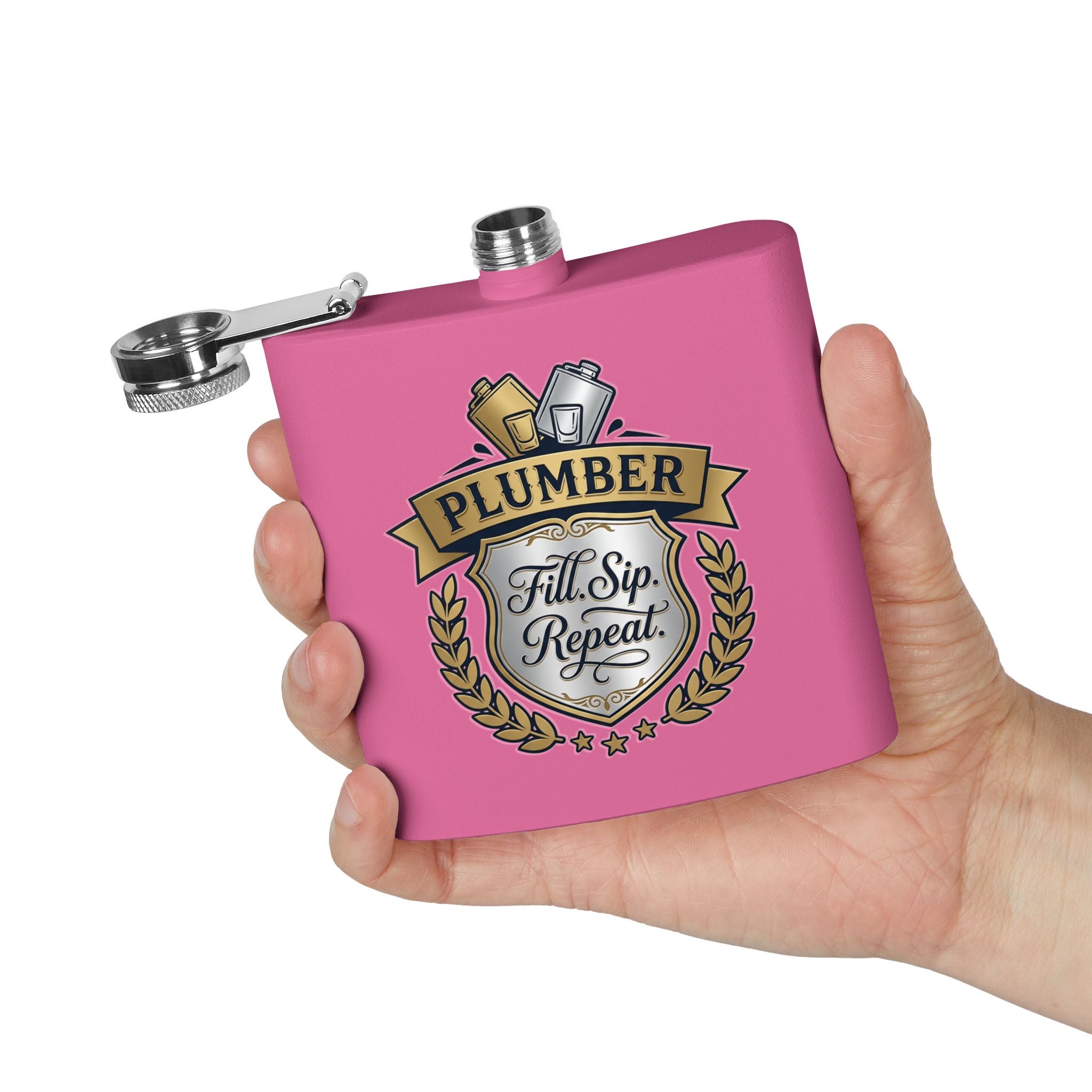 Flask — "Fill. Sip. Repeat." 6oz Stainless Steel Hip Flask