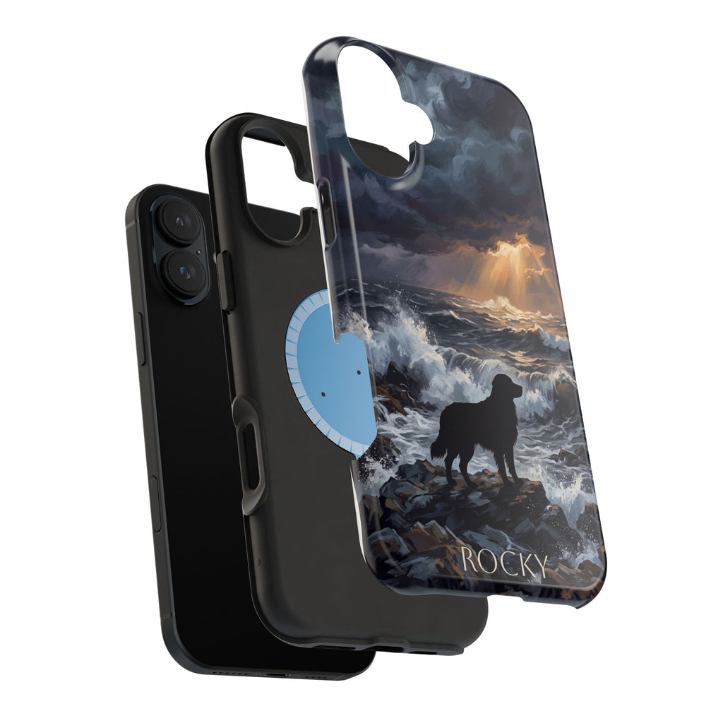 Personalized Golden Retriever Stormy Sea Phone Case — Wireless Charging Cover