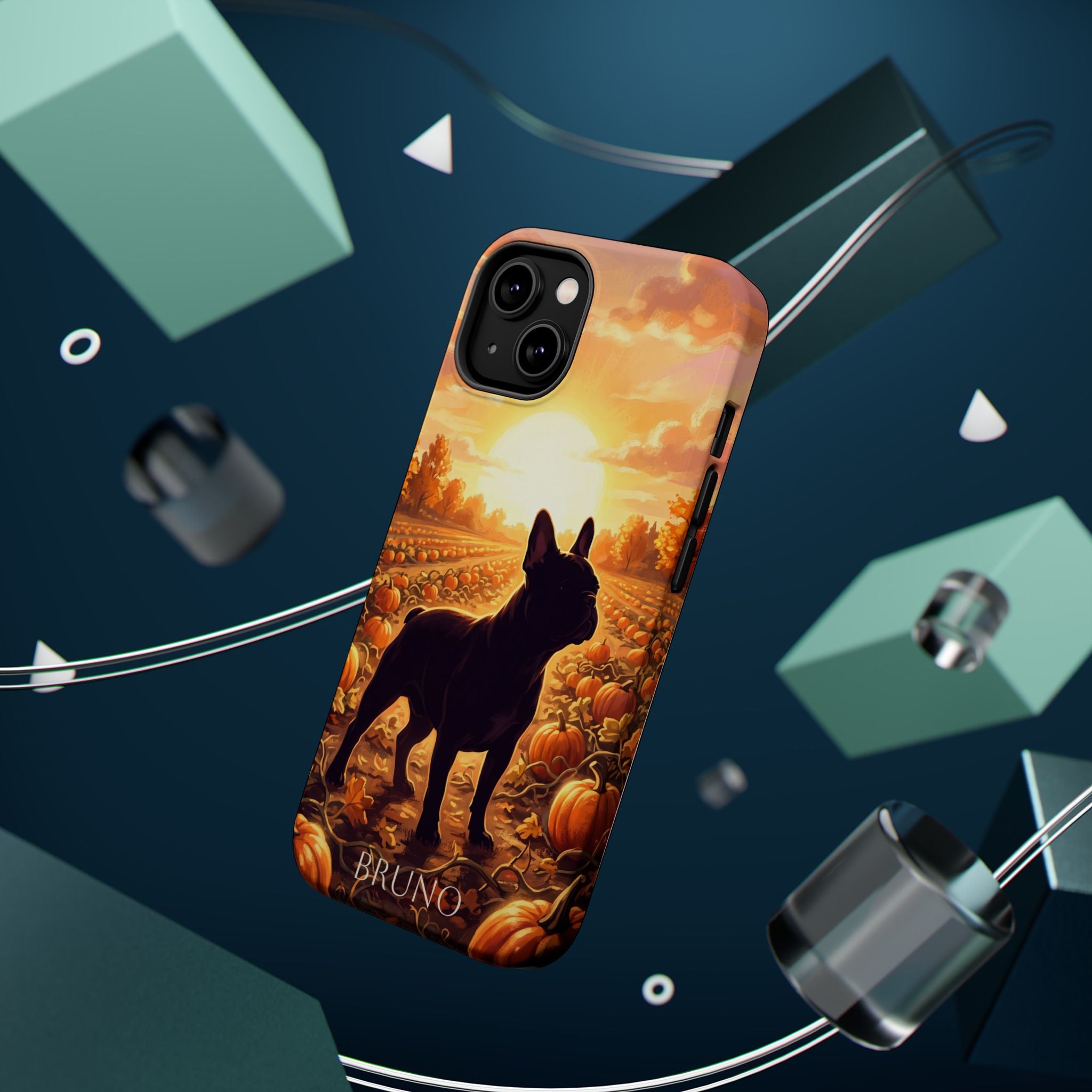 Personalized French Bulldog Pumpkin Patch Phone Case — Wireless Charging Cover
