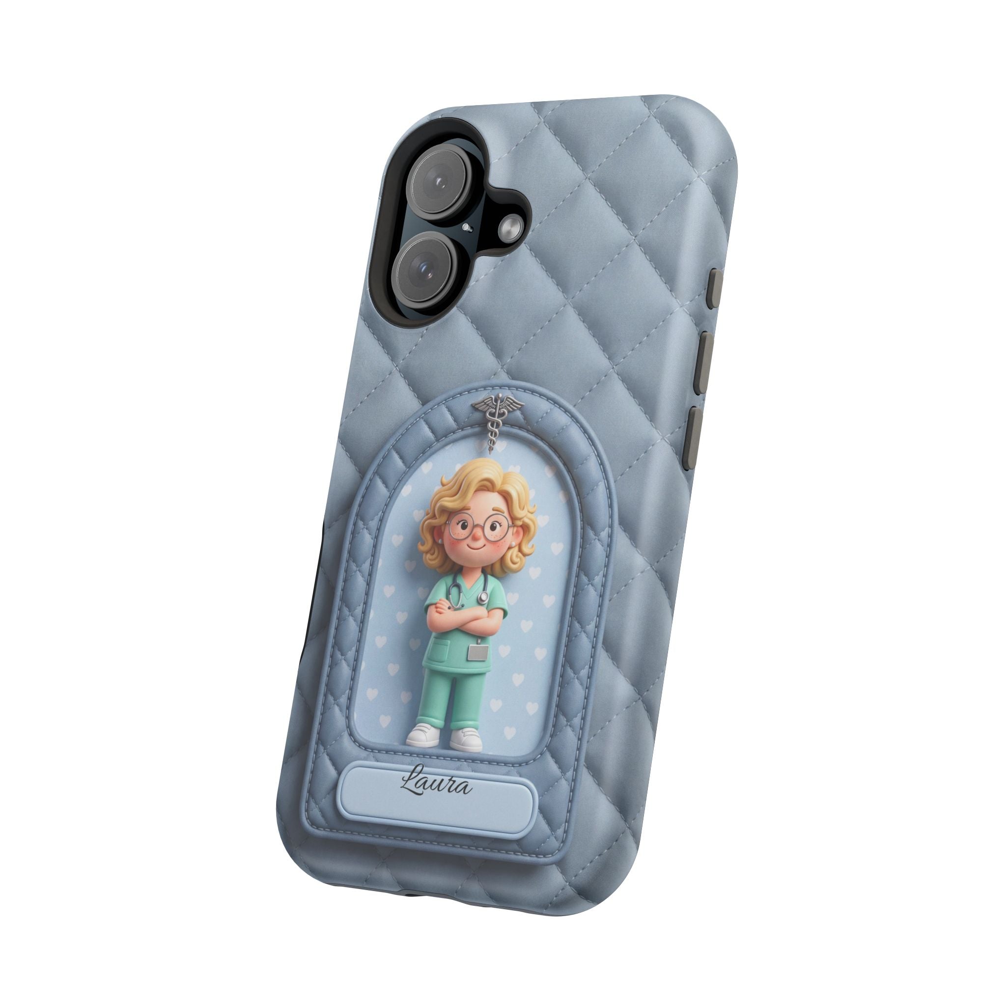 Personalized Quilted Nurse Phone Case — Wireless Charging Cover