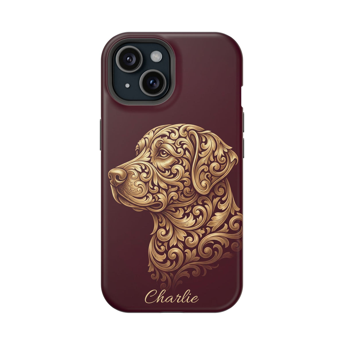 Personalized Gold Filigree Labrador Phone Case — Tough Magnetic Case with Wireless Charging