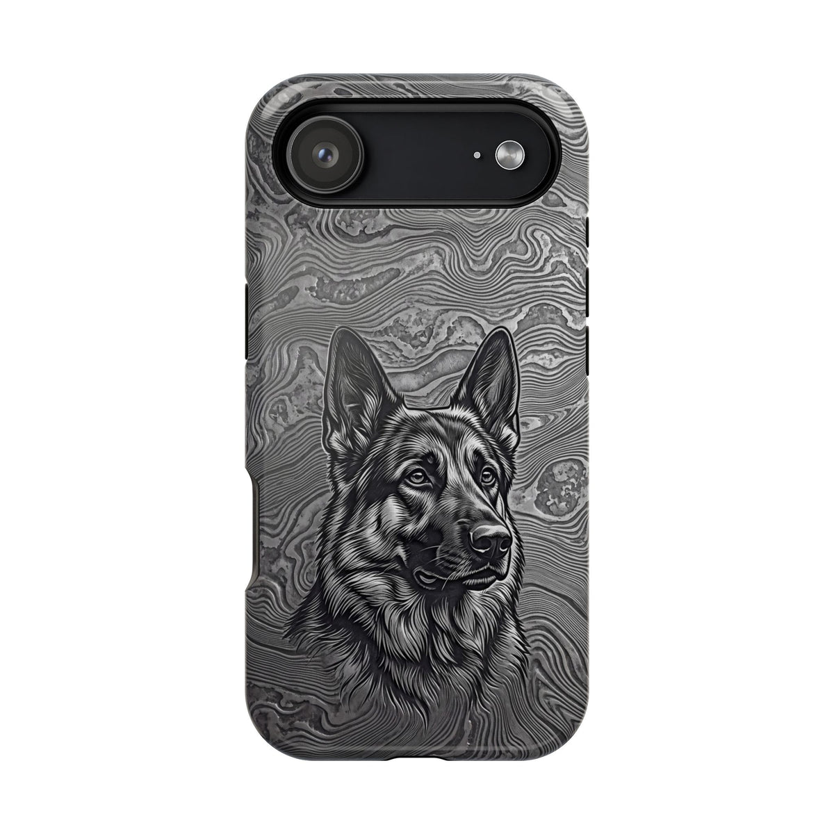 German Shepherd Phone Case | Damascus Art — Tough Magnetic Case with Wireless Charging