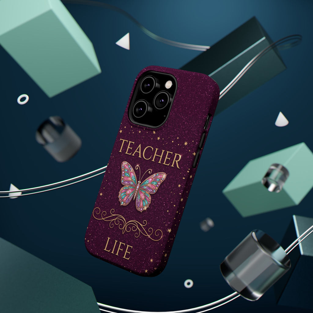 Teacher Life Glitter Butterfly Phone Case — Wireless Charging Cover